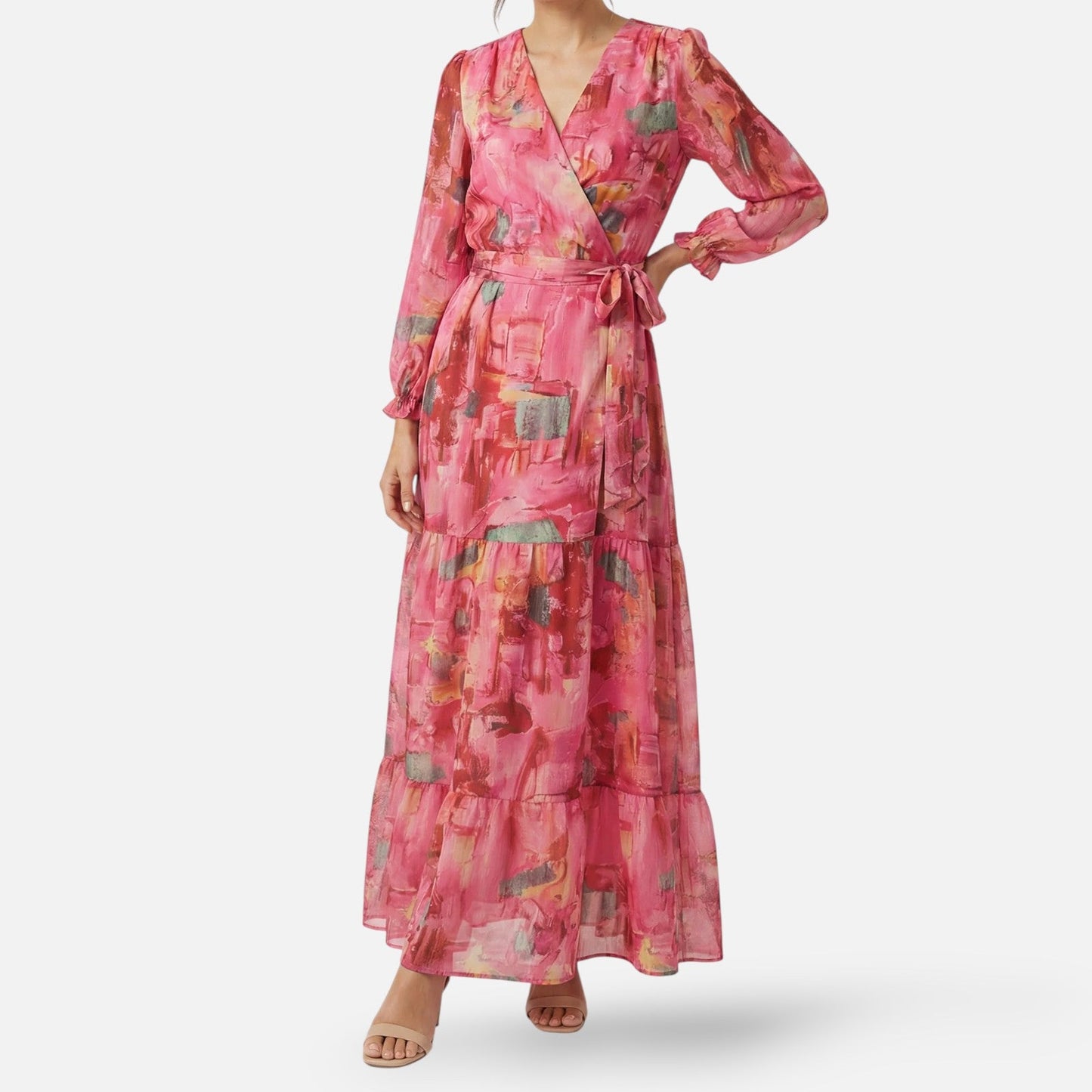 Allegra Dames Maxi-jurk | Vloeiende Pasvorm | Gelaagd Ontwerp | Lichtgewicht Polyester 5
