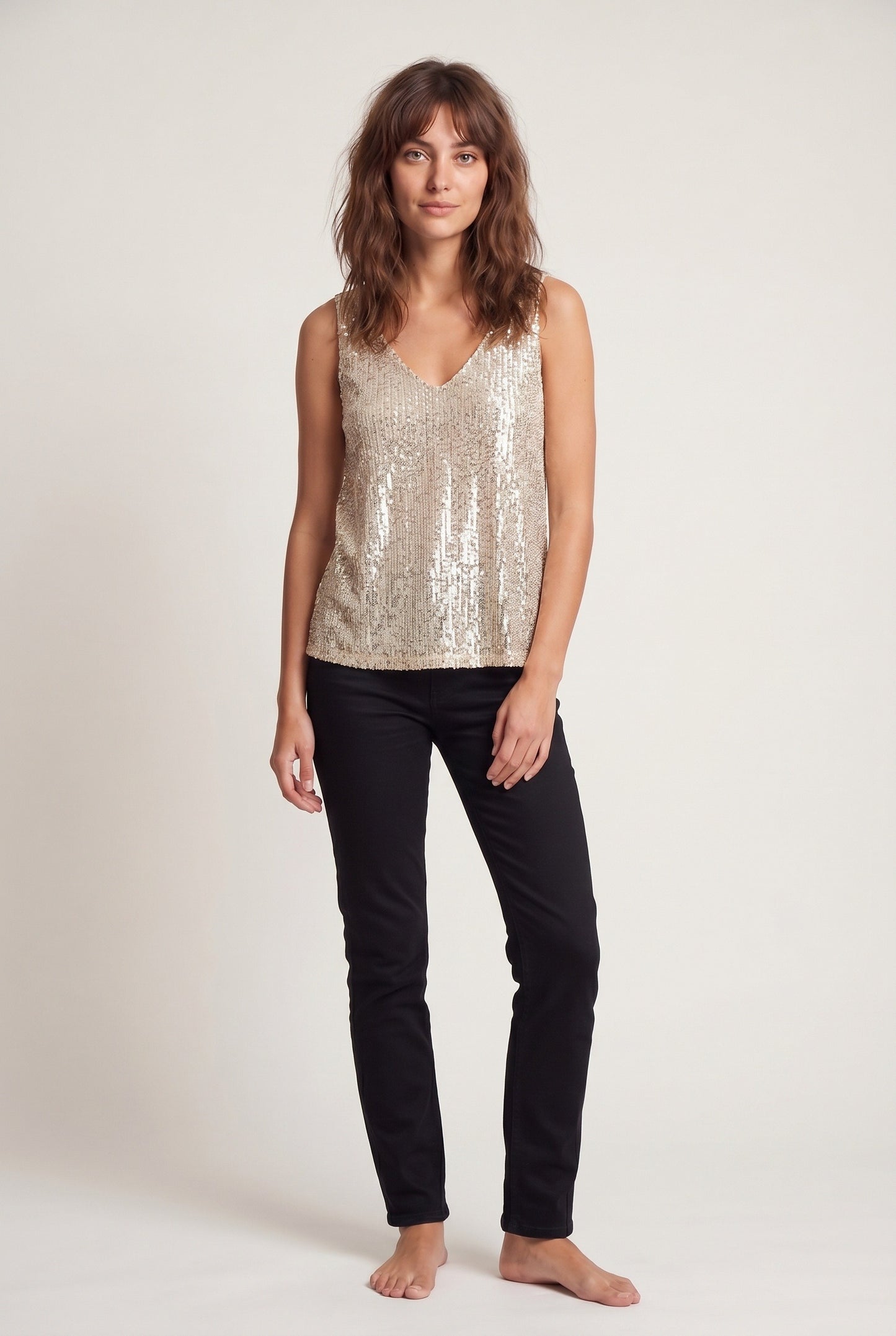 Ludivine Dames Top | Pailletten | V-Hals