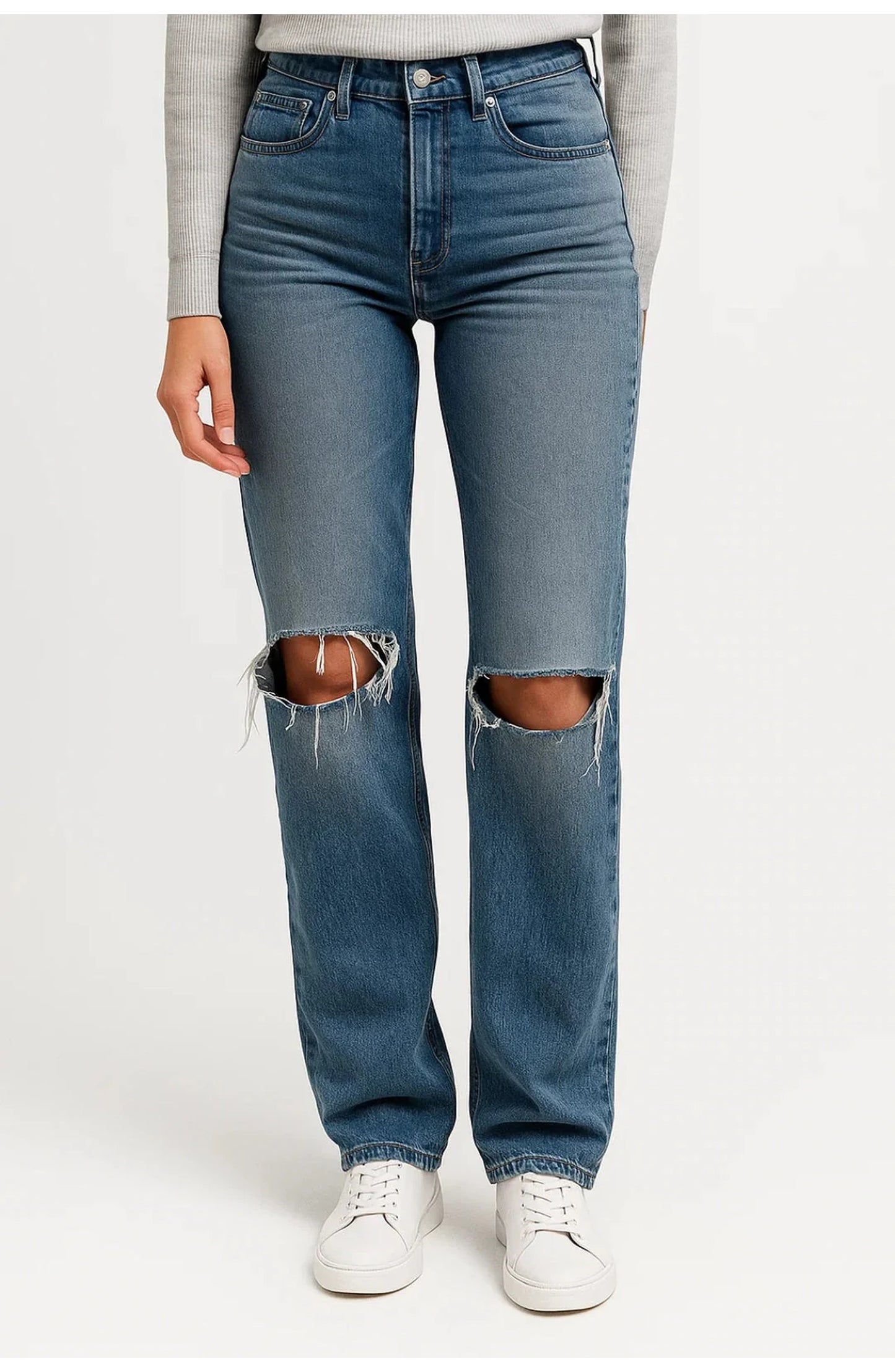 Félicie Women's Pants | Ripped Knees | Frayed Hem