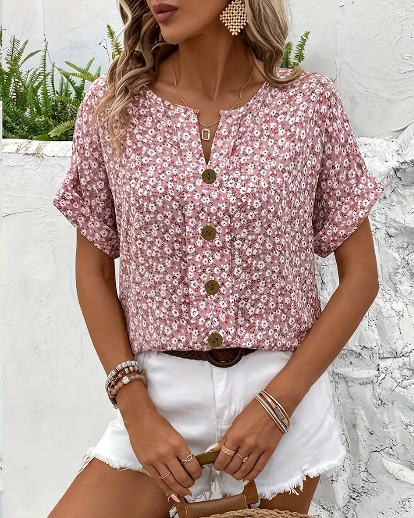 Messaline Women's Blouse | Floral-print | Button-fastening