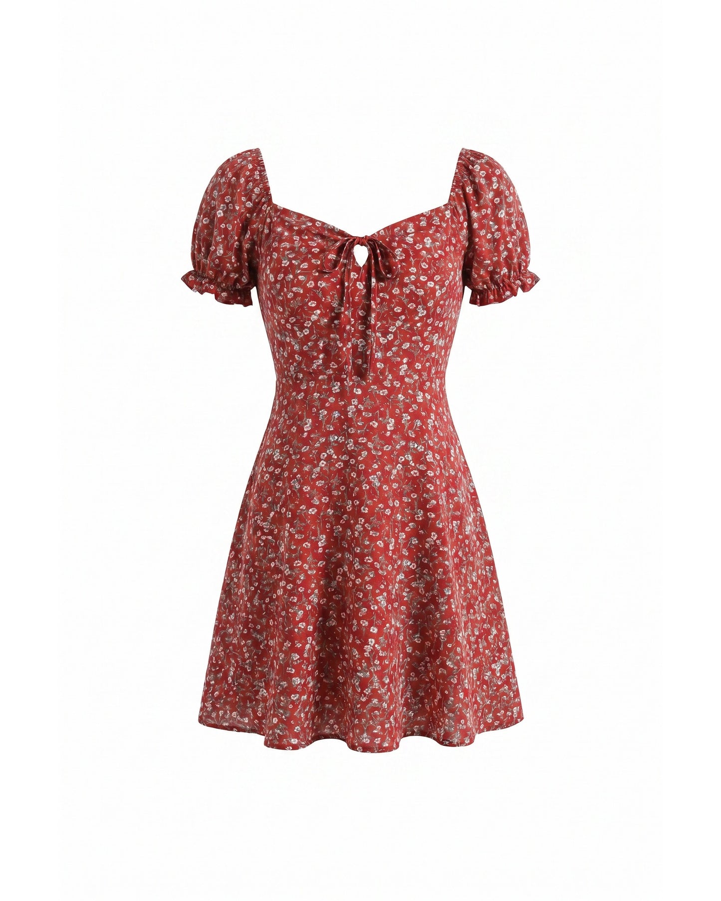 Lou Dames Mini Jurk | Strikdetail Voorzijde | Pofmouwen
