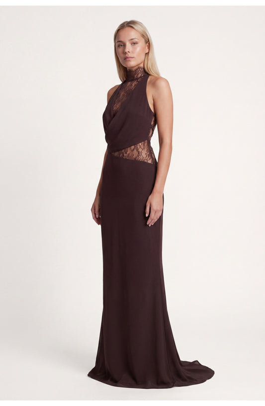 Dames Maxi Jurk | Halterneck | Kantdetail