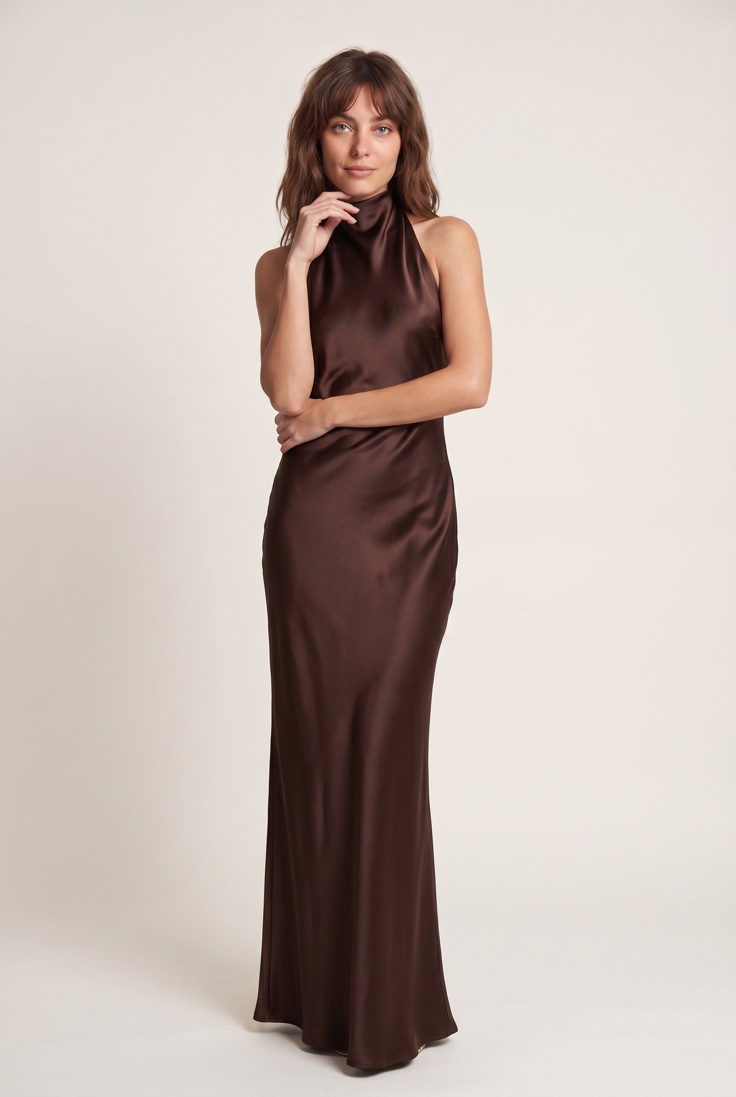 Sukienka maxi damska | Halter | Wysoki rozcięcie