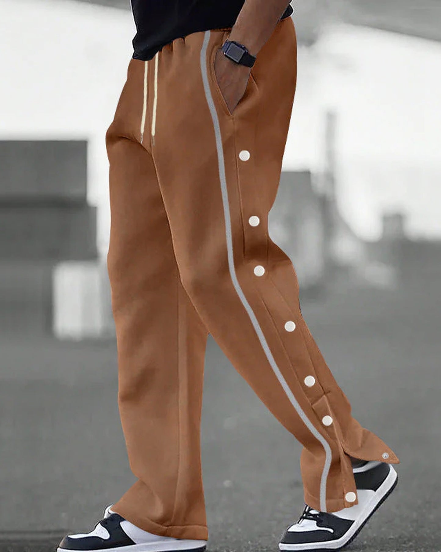 Fulvio Heren Trousers | Buttons Side Stripe | Elastic Waist