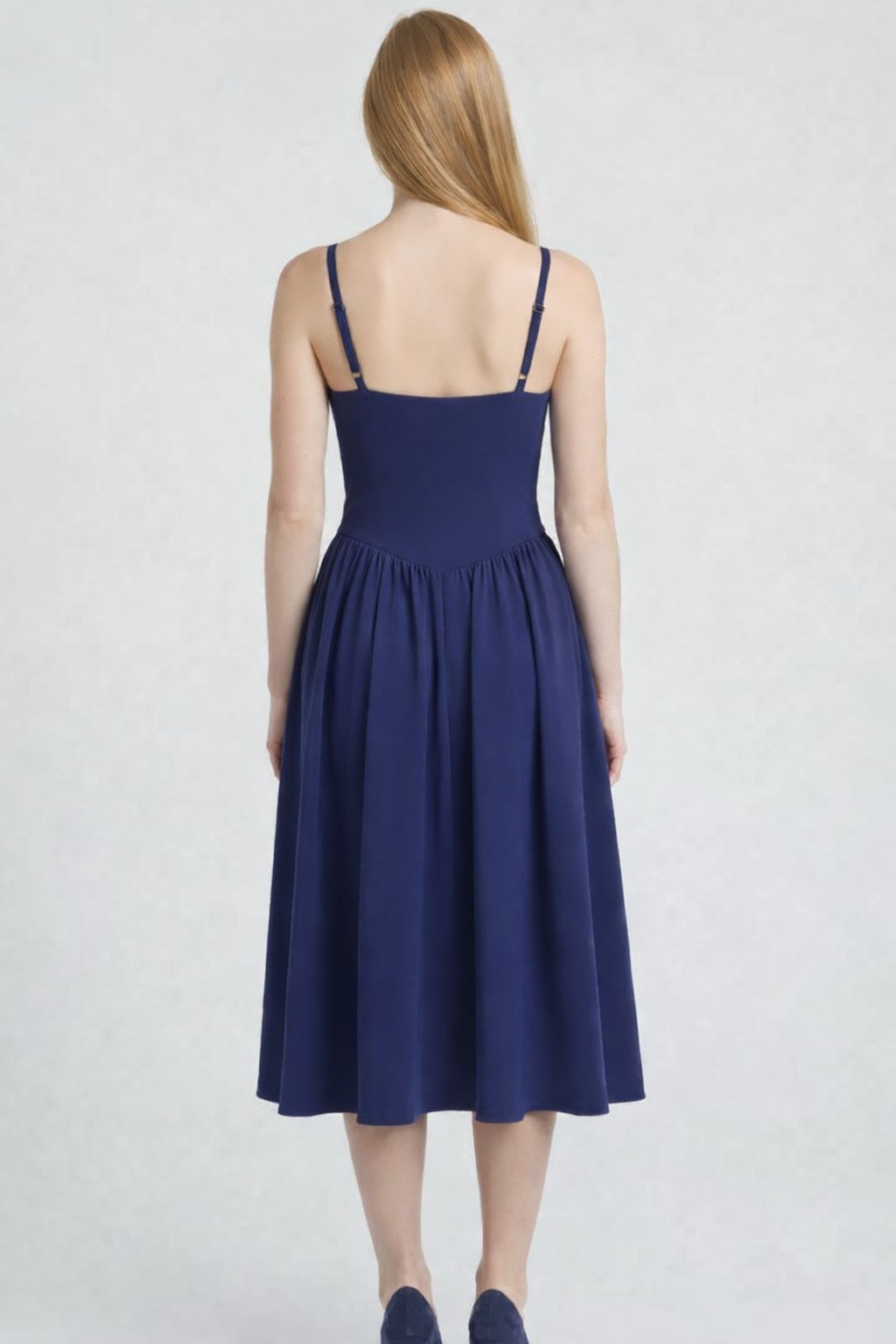 Calerina Dames Jurk | Midi Lengte | Spaghettibandjes & Flatterende Taille