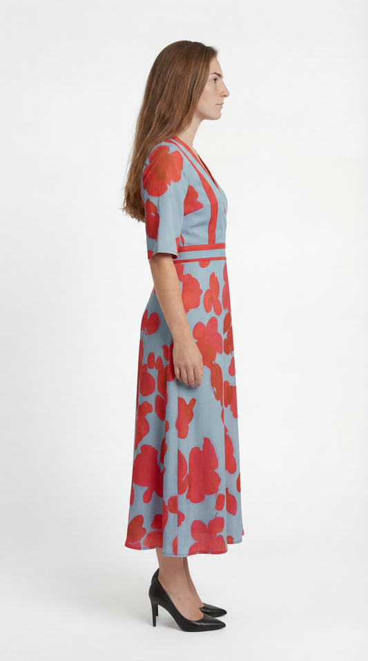 Dames Jurk | V-hals | Midi Lengte met Print