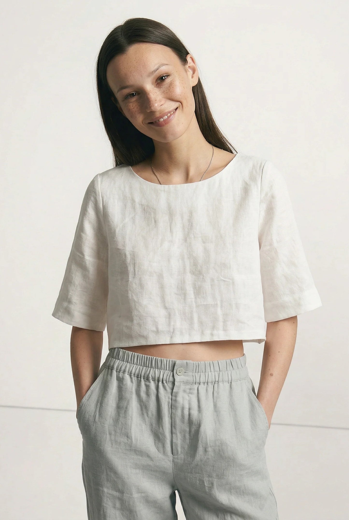 Graciane Dames Crop Top | Ronde Hals | Korte Mouwen