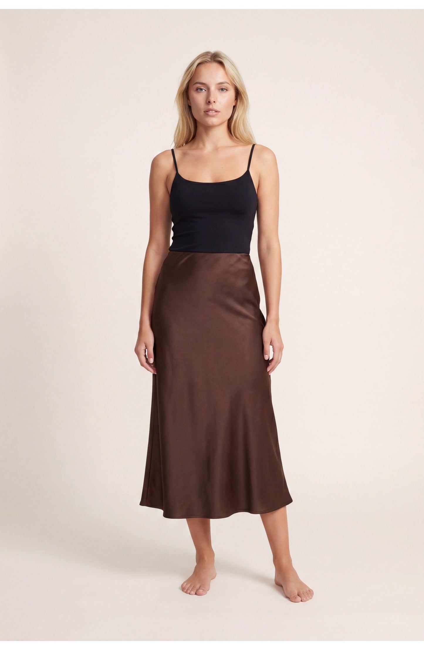 Women's Satin Midi Skirt | A-Line | High Waist