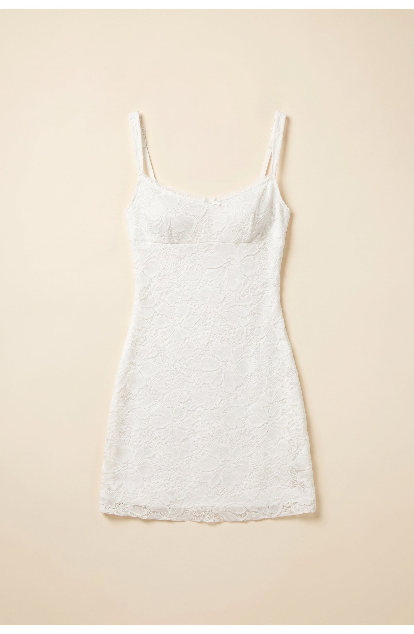 Dames Mini Jurk | Kanten Textuur | Spaghettibandjes