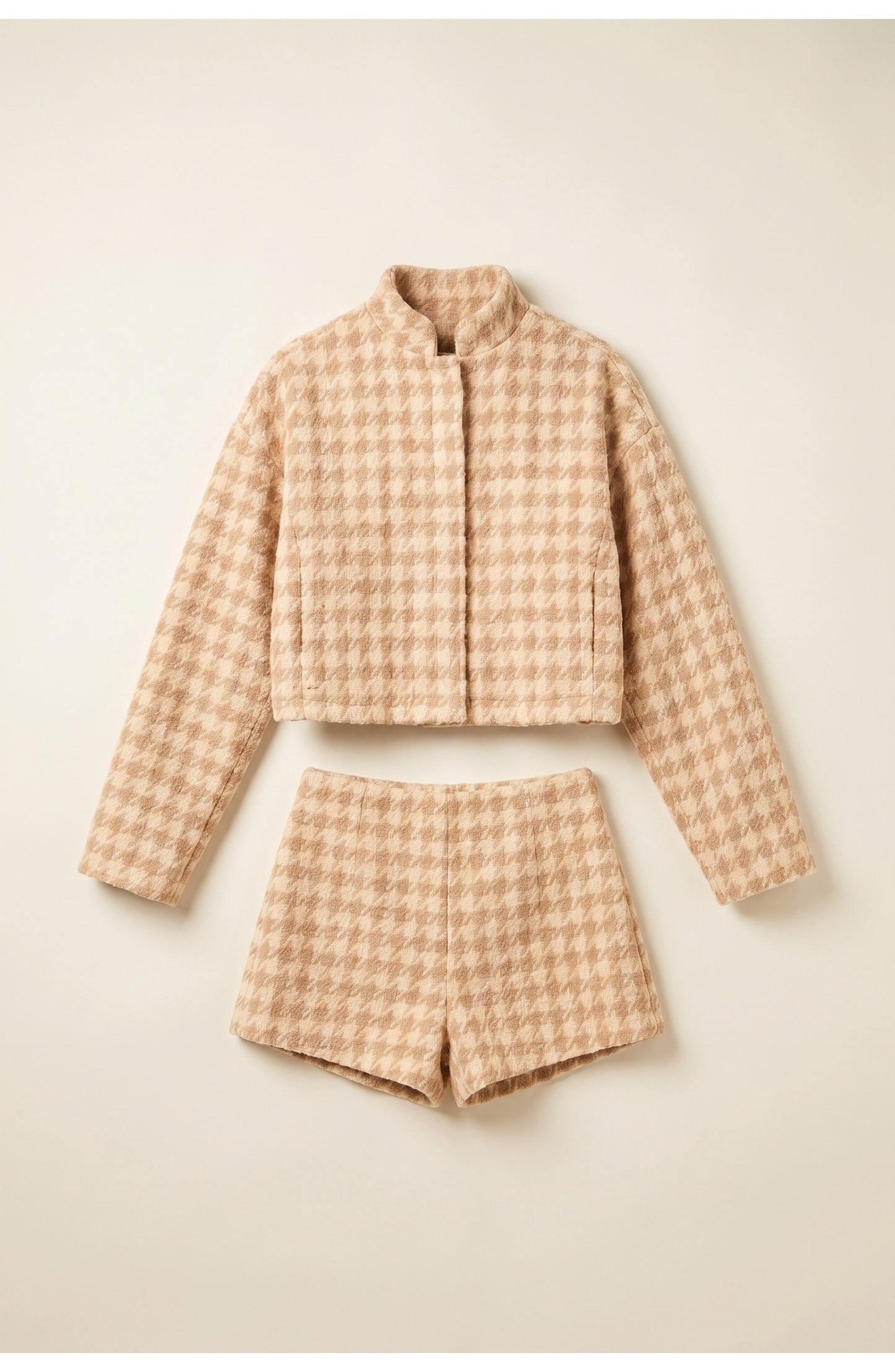 Cathy Women's Co-ord Set | Beige Check Pattern | Shorts