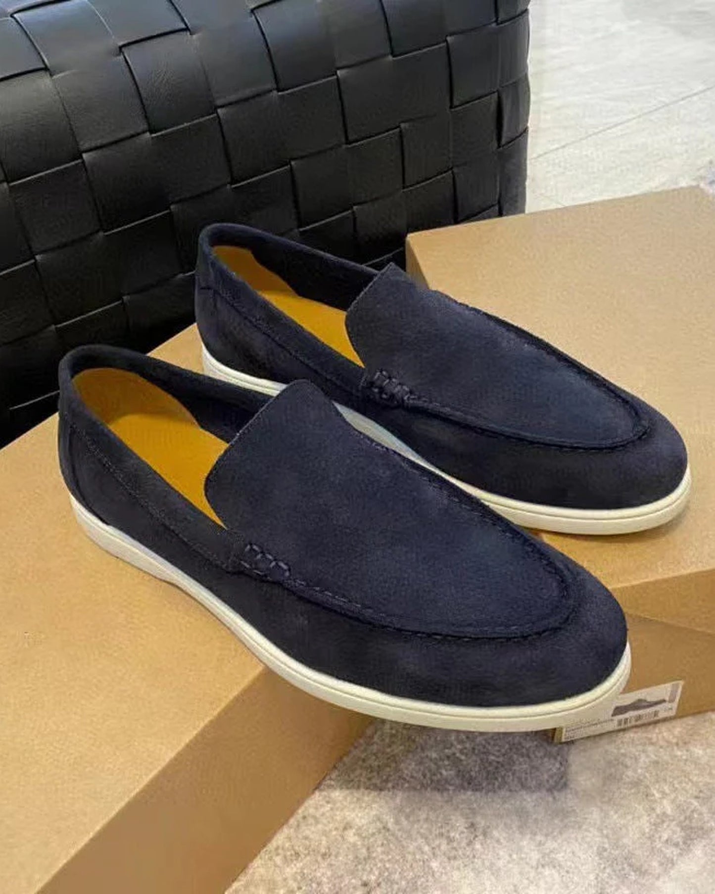 Enzo Heren Loafers | Suede Finish | Kontrastfarvet Sålkant