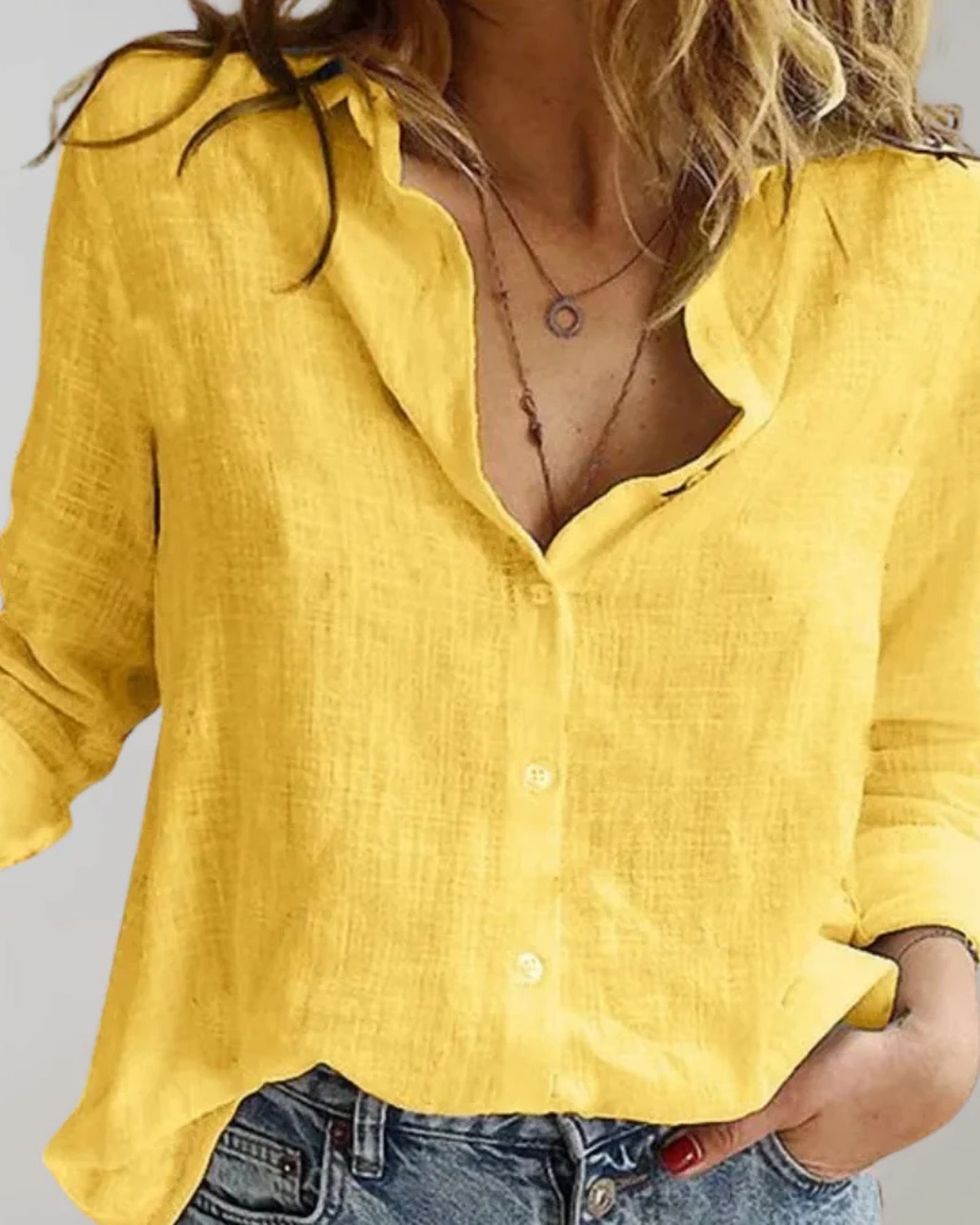 Abelle Dames Top | V-Hals | Oprolbare Mouwen