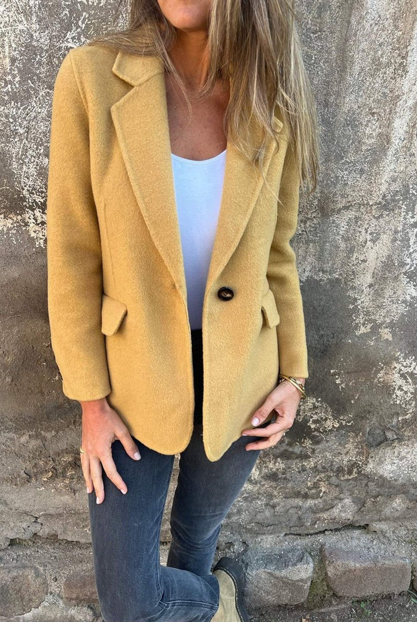Bianca Dames Jas | Revers Kraag | Enkele Knoop