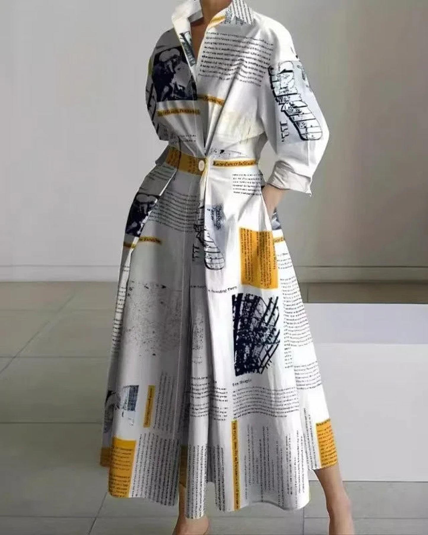 Arianna Dames Maxi Jurk | Overhemdkraag | Wikkeldesign