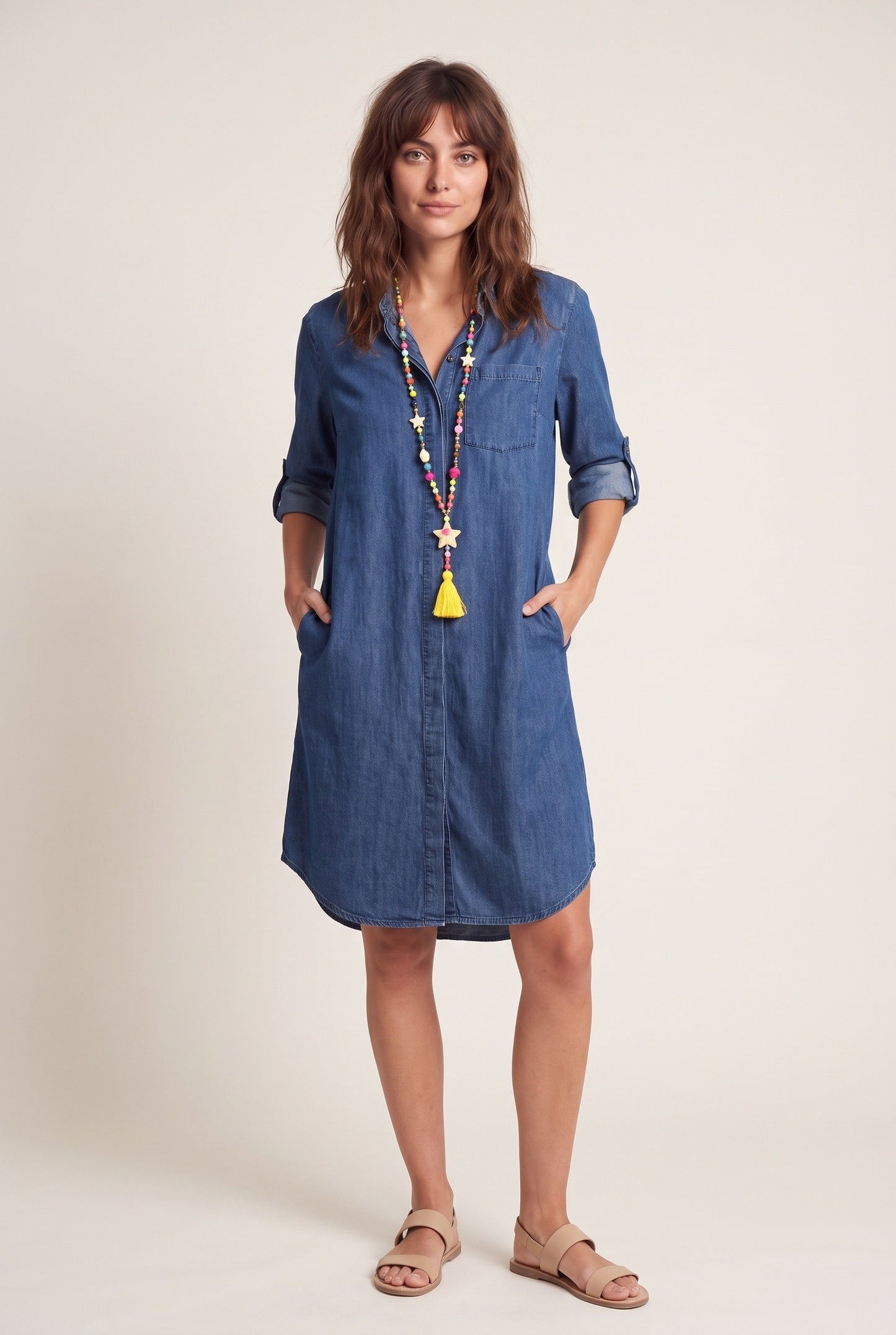 Orlane Women's Mini Dress | Denim Shirt Dress | Knee-Length Fit