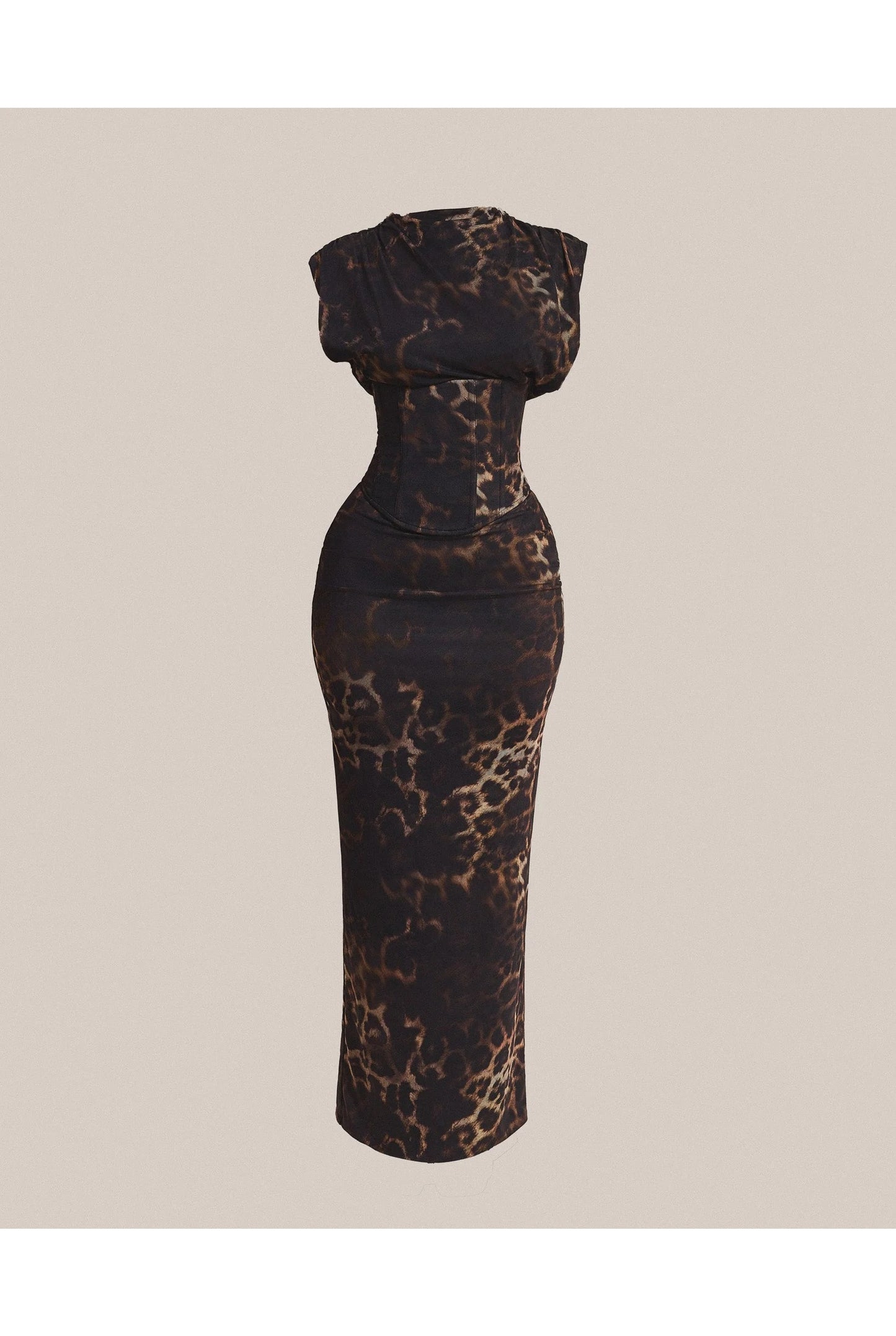 Dames Maxi Jurk | Luipaardprint | Corset Detail