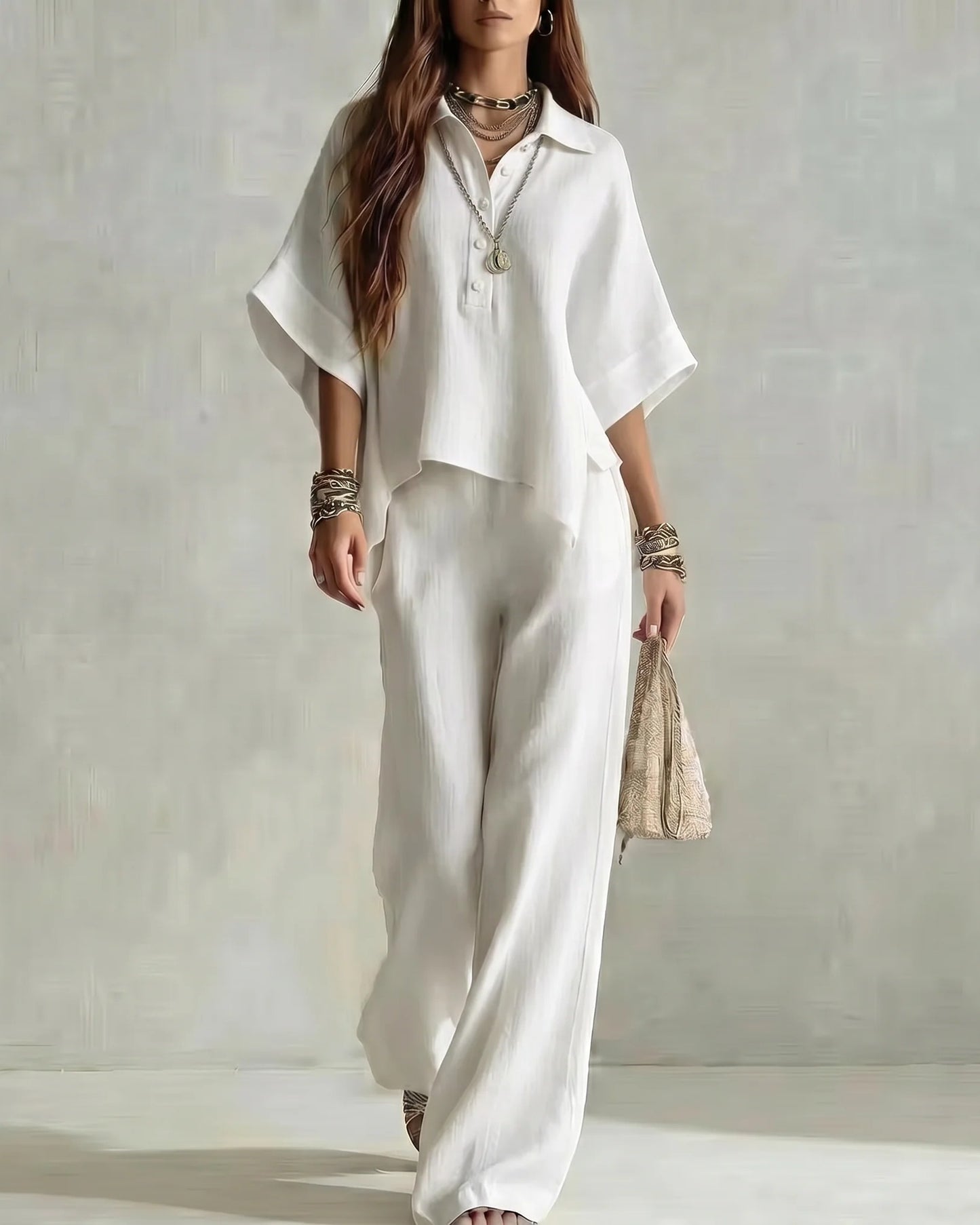 Isaline-Monette Dámská souprava | Oversize halenka | Palazzo Kalhoty