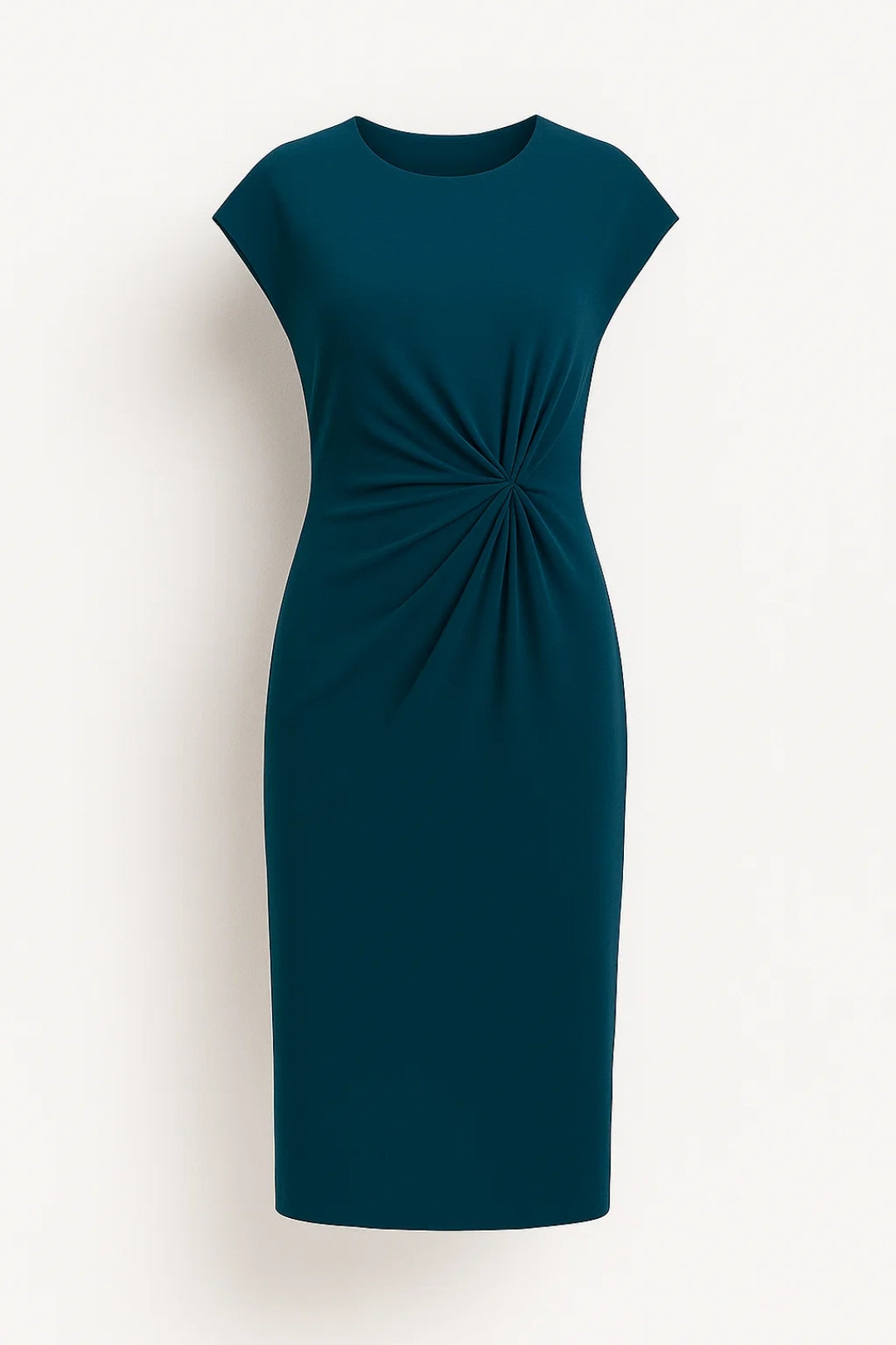 Livia Dames Midi Jurk | Aangesloten Model | Plissé Detail | Korte Mouwen 3