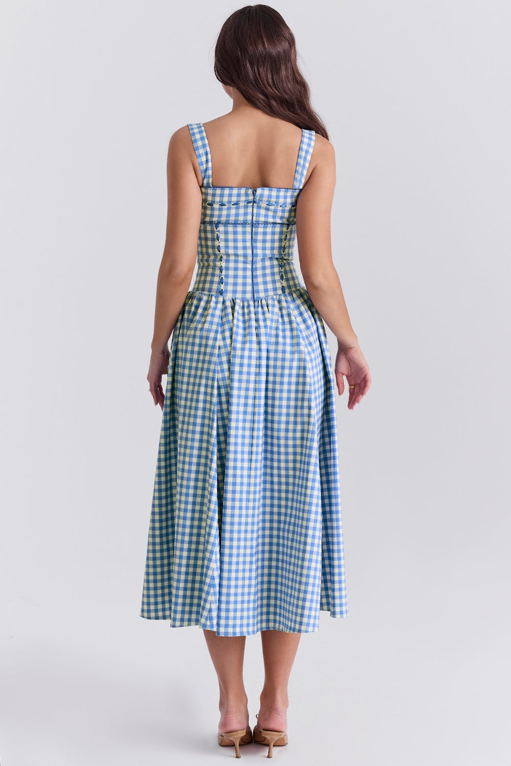 Livia Damesjurk | Gingham Patroon met Rimpeldetail en Verborgen Zakken 7