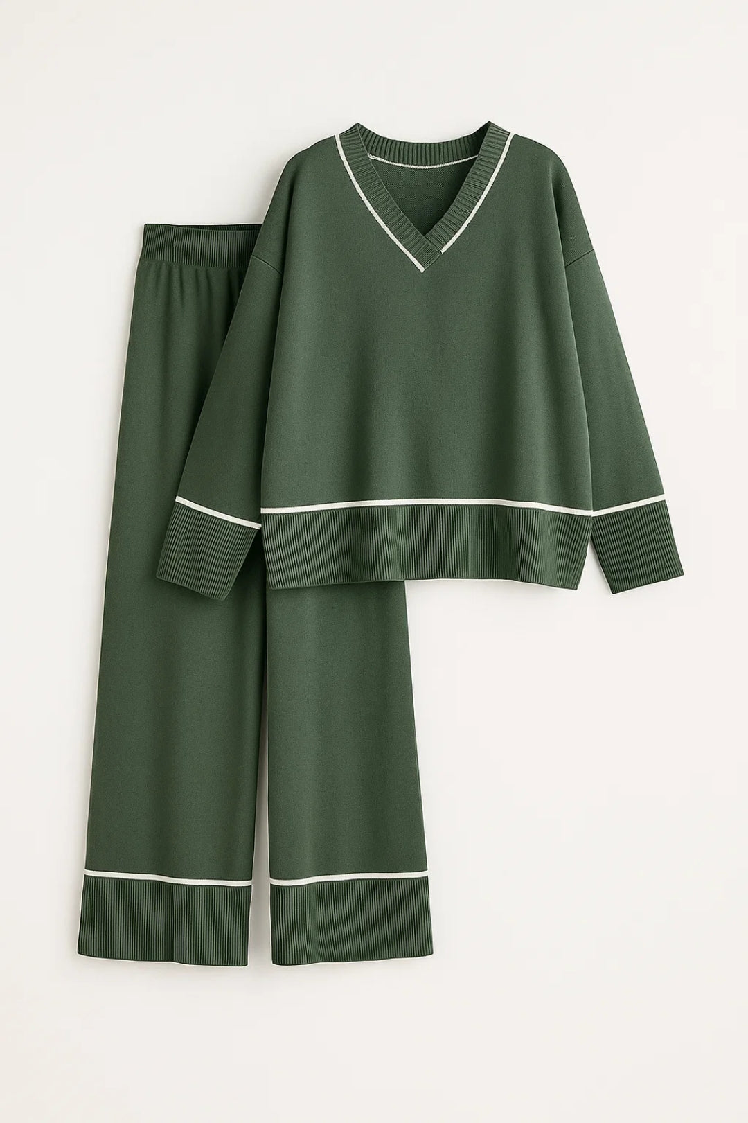 Livia Loungewear Set | Ontspannen Pasvorm | Diepe V-hals | Contrastdetails 3