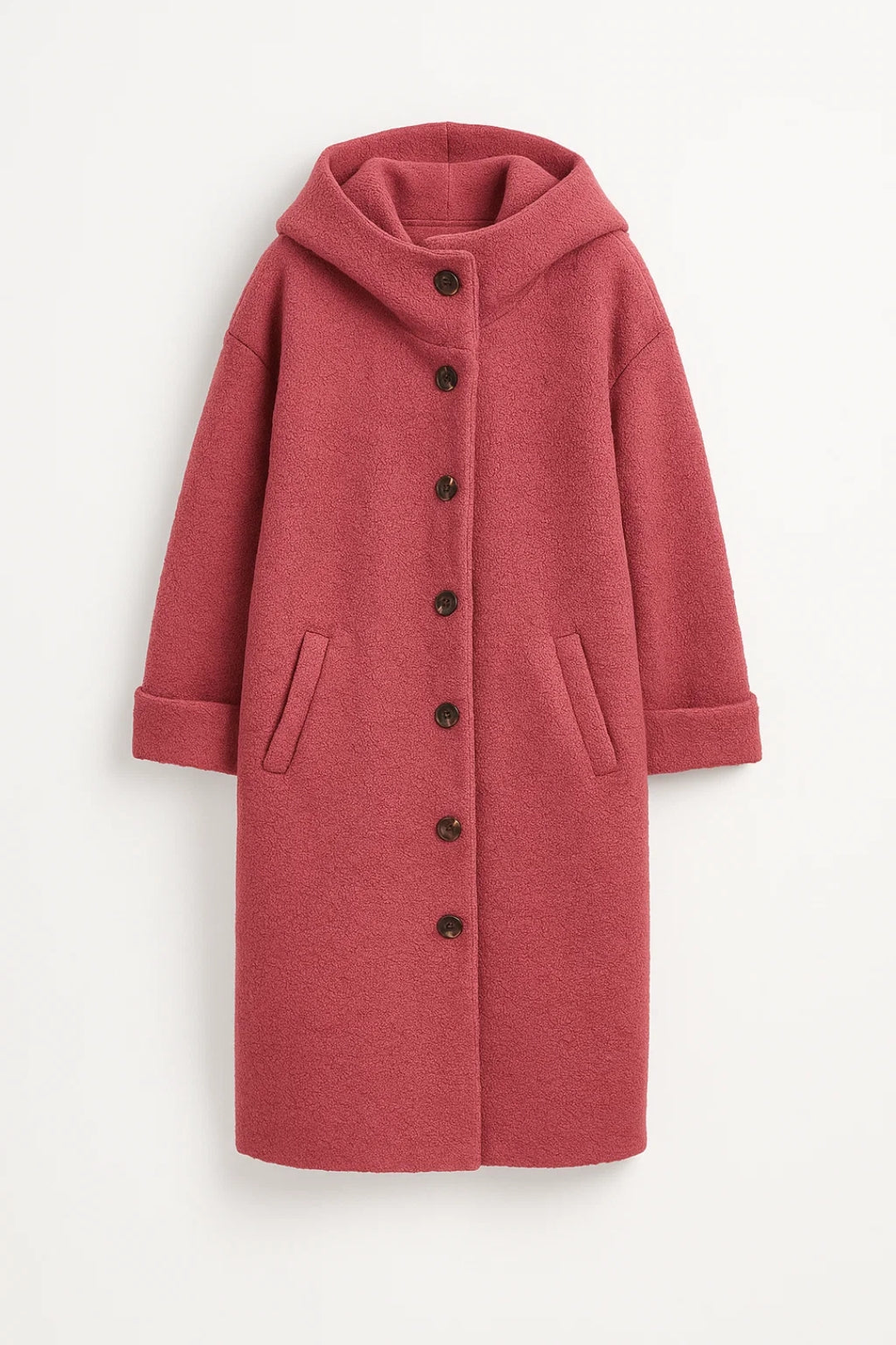 Lucia Dames Lange Jas | Rechte Snit | Met Knopen | Capuchon 1