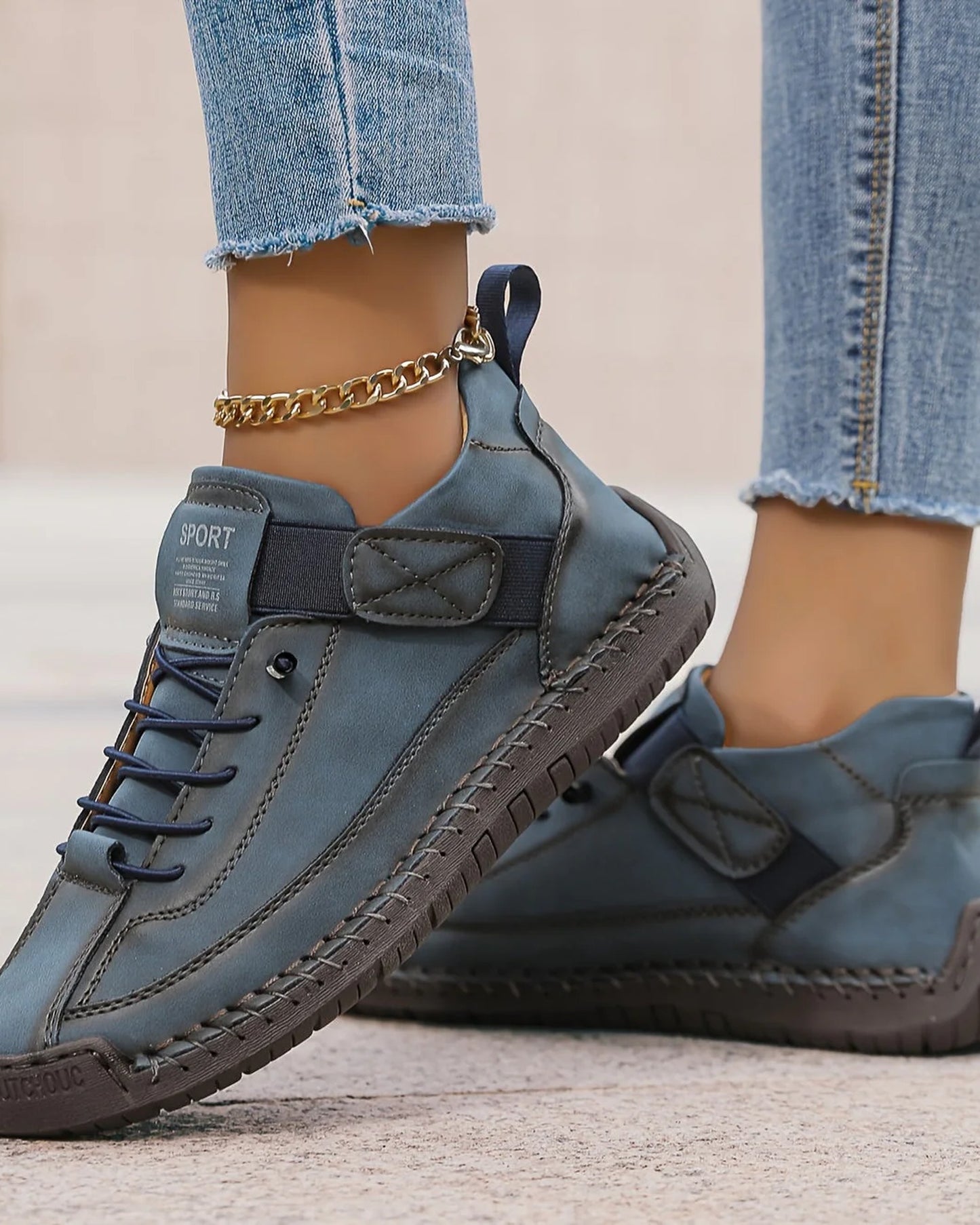 Bénigne Dames Orthopedische Sneakers | Hoge Enkelsluiting | Klittenband Velcro