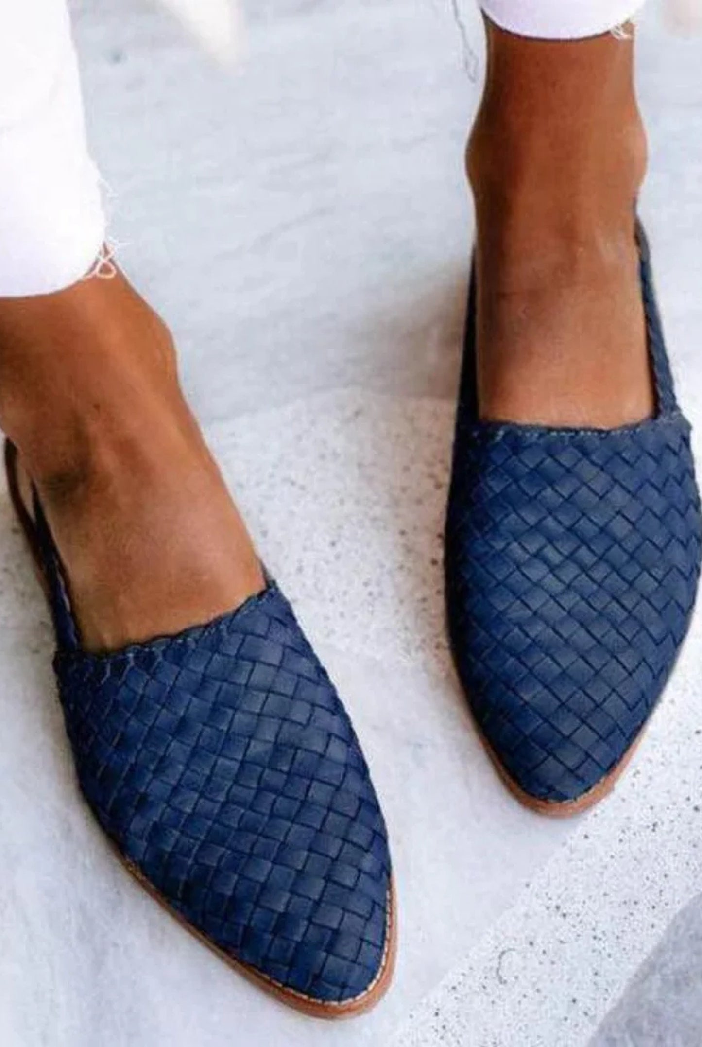 Dámské baleríny Célina | Pletená kůže | Pásek na patě slingback