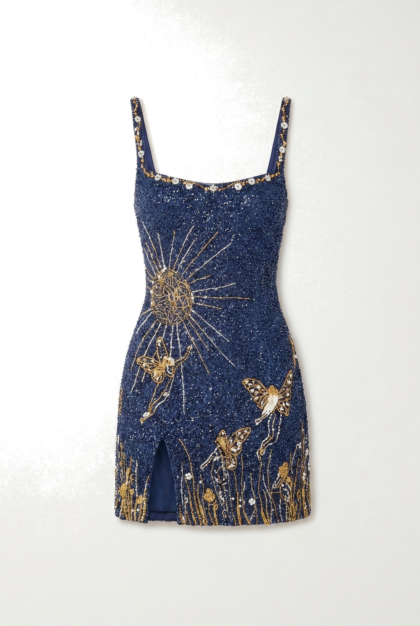 Women's Mini Dress | Gold Sequins | Layered Fringe