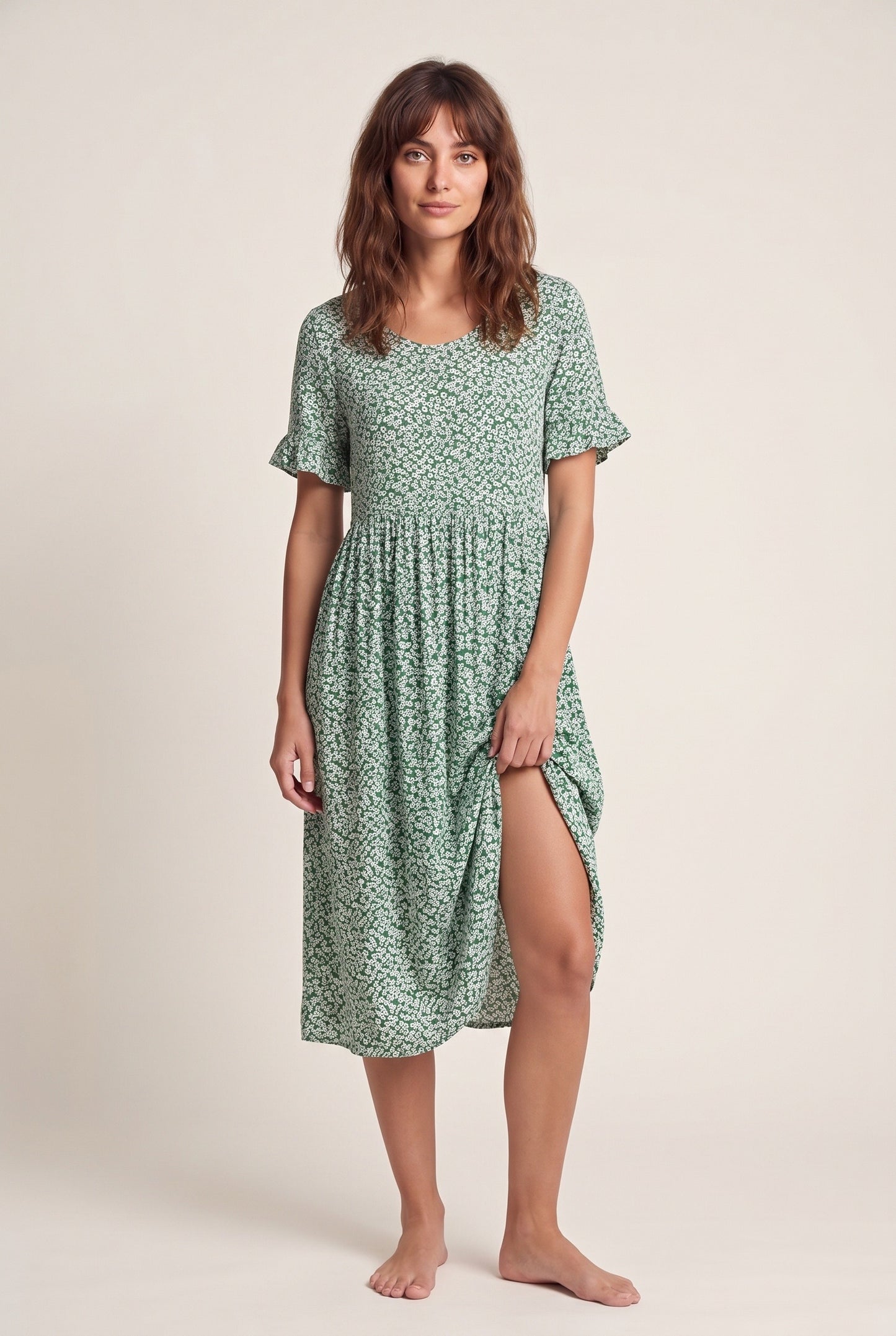 Hermine Dames Midi Jurk | V-Hals | Gelaagde Rok