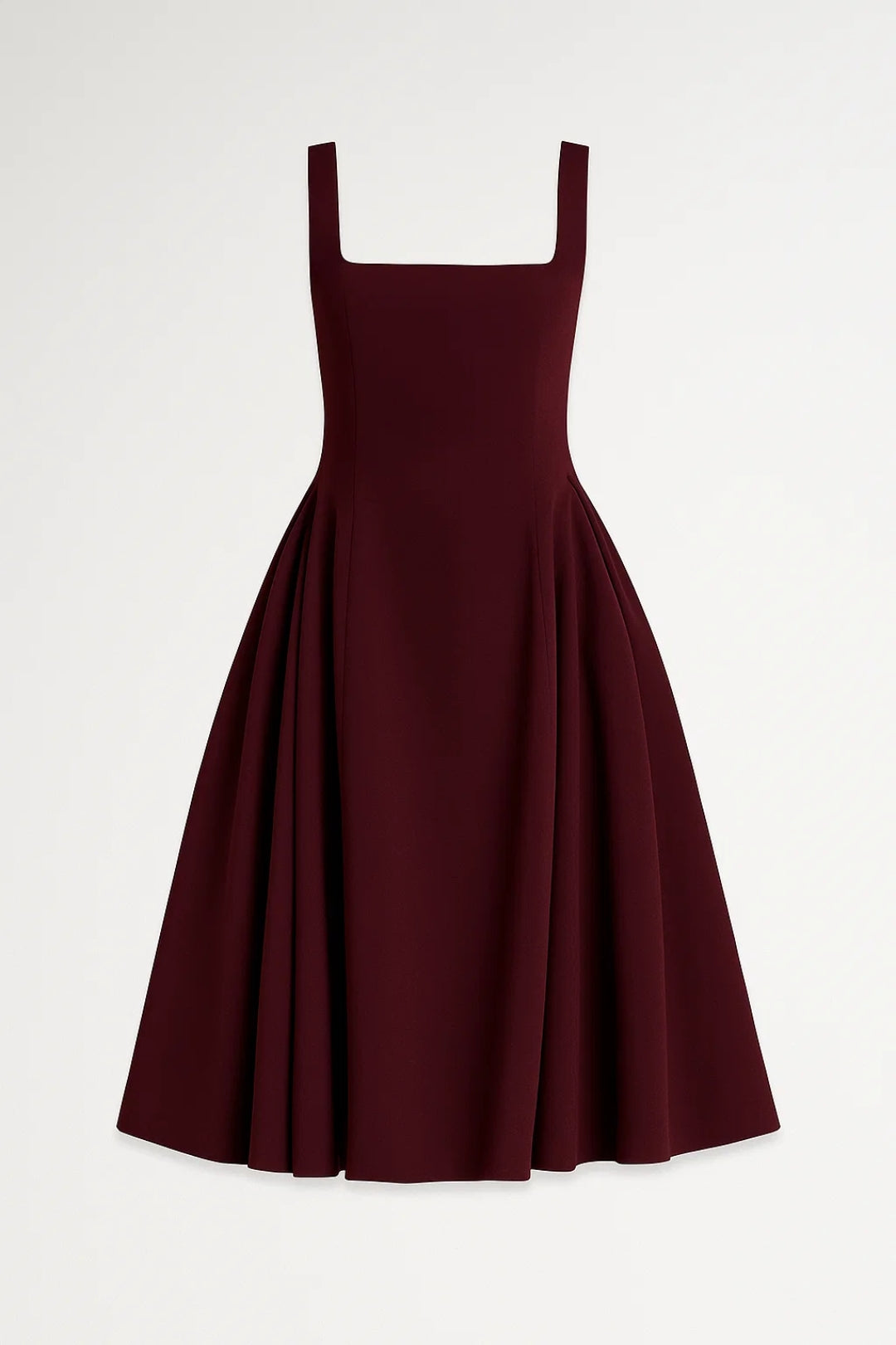 Mira Midi Jurk Dames | Brede Bandjes Vierkante Halslijn Elegant 3