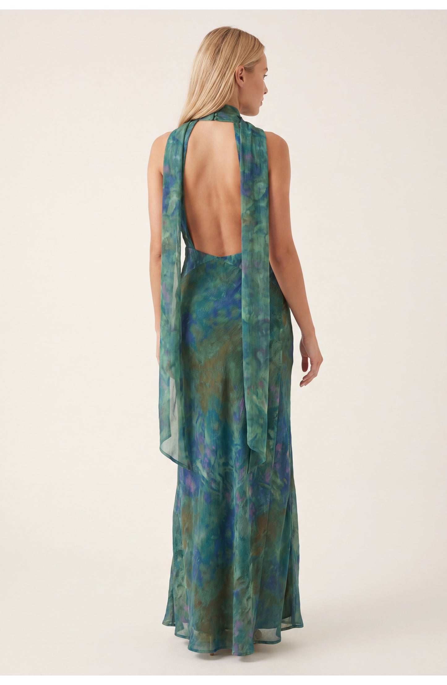 Women's Maxi Dress | Halter Neck | Open Back | Floral Print