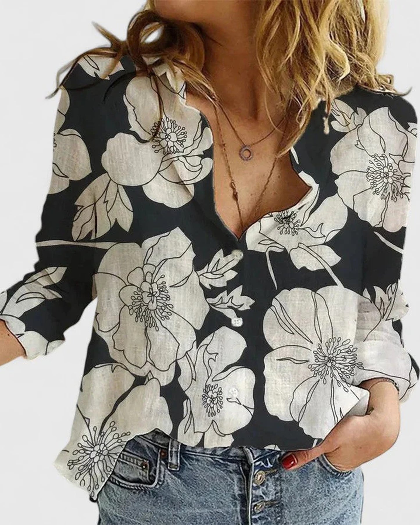 Cassilde Dames Top | V-Hals | Geknoopte Schouders