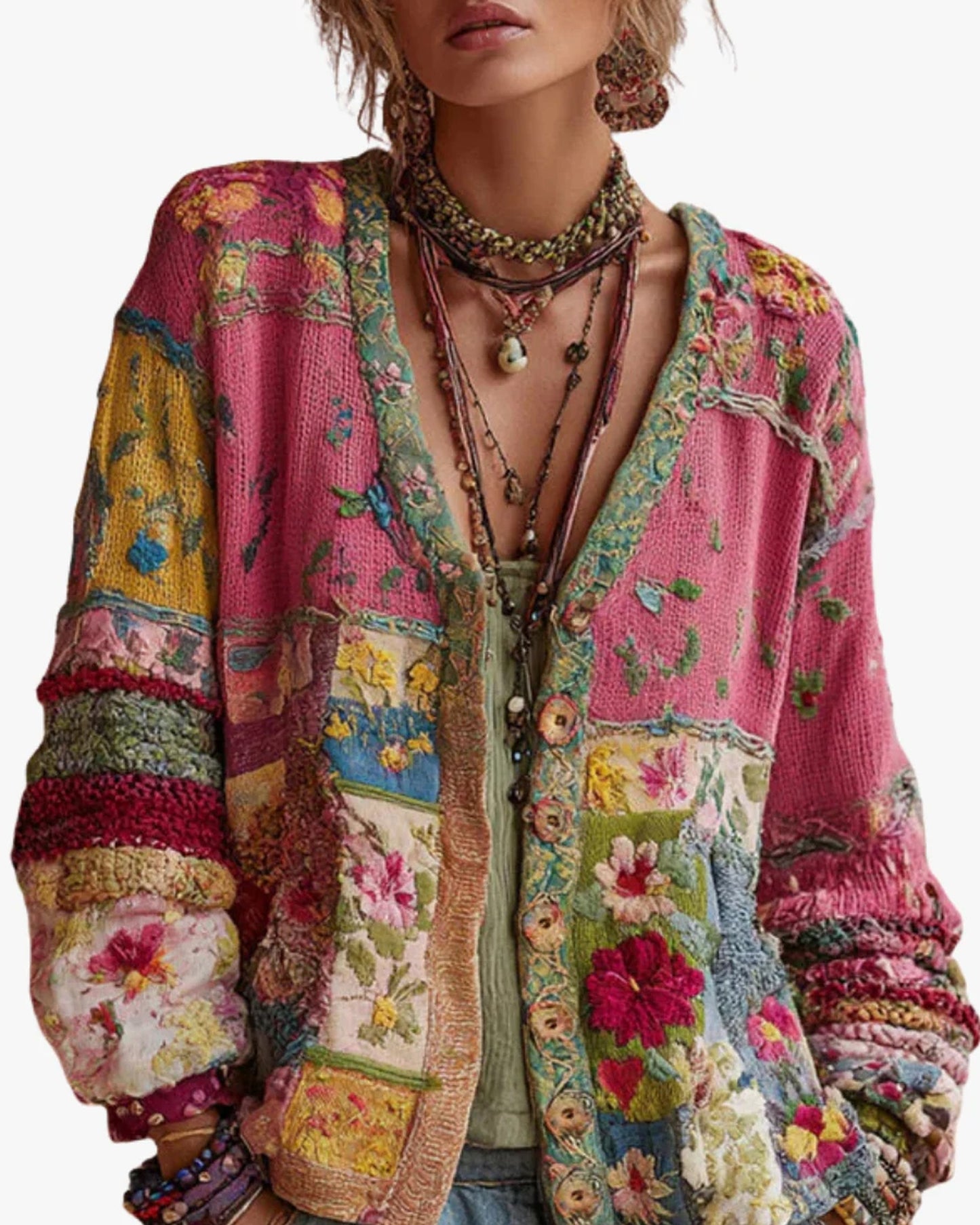 Mabille Dames Vest | Patchwork Patroon | Geborduurde Details