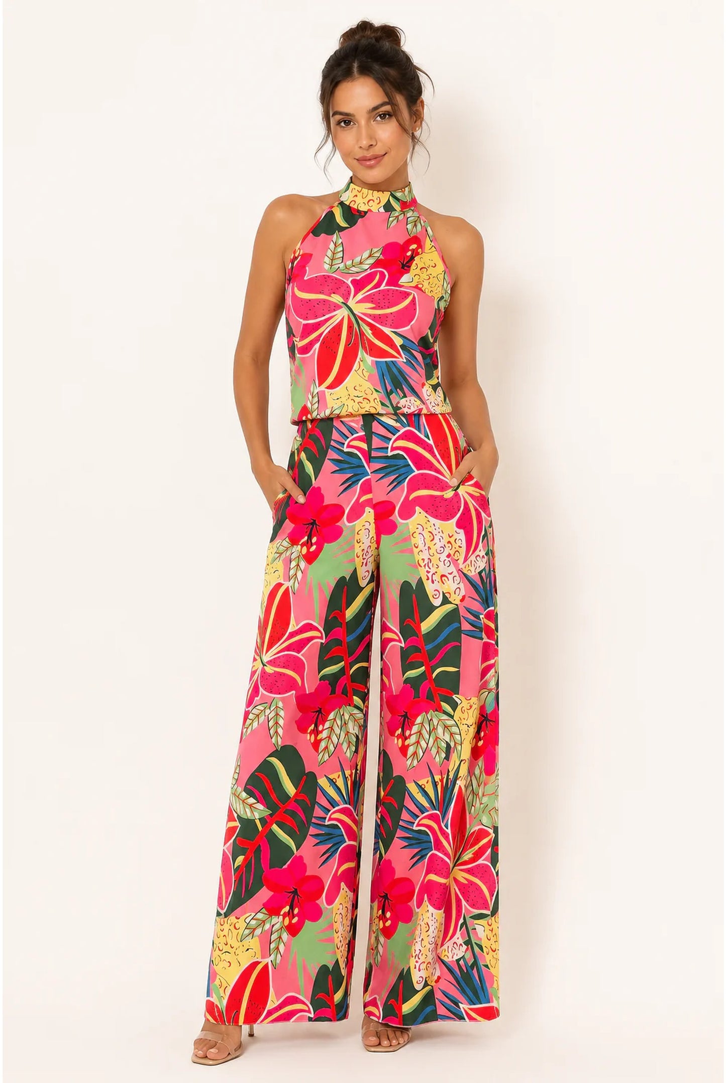 Gabrielle Dames Jumpsuit | Halternek | Tropische Bloemenprint