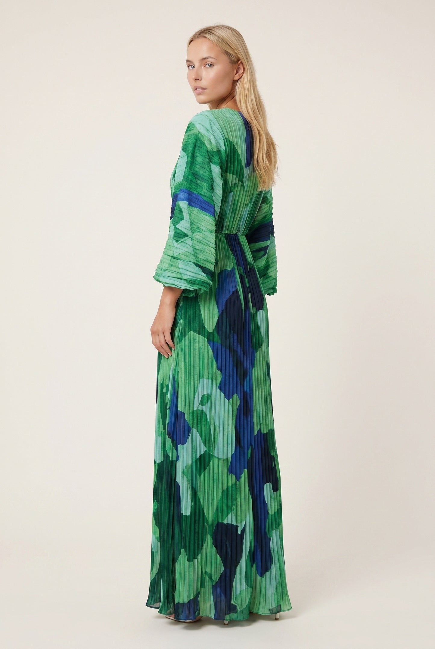 Dames Maxi Jurk | Diepe V-Hals | Strikdetail Taille