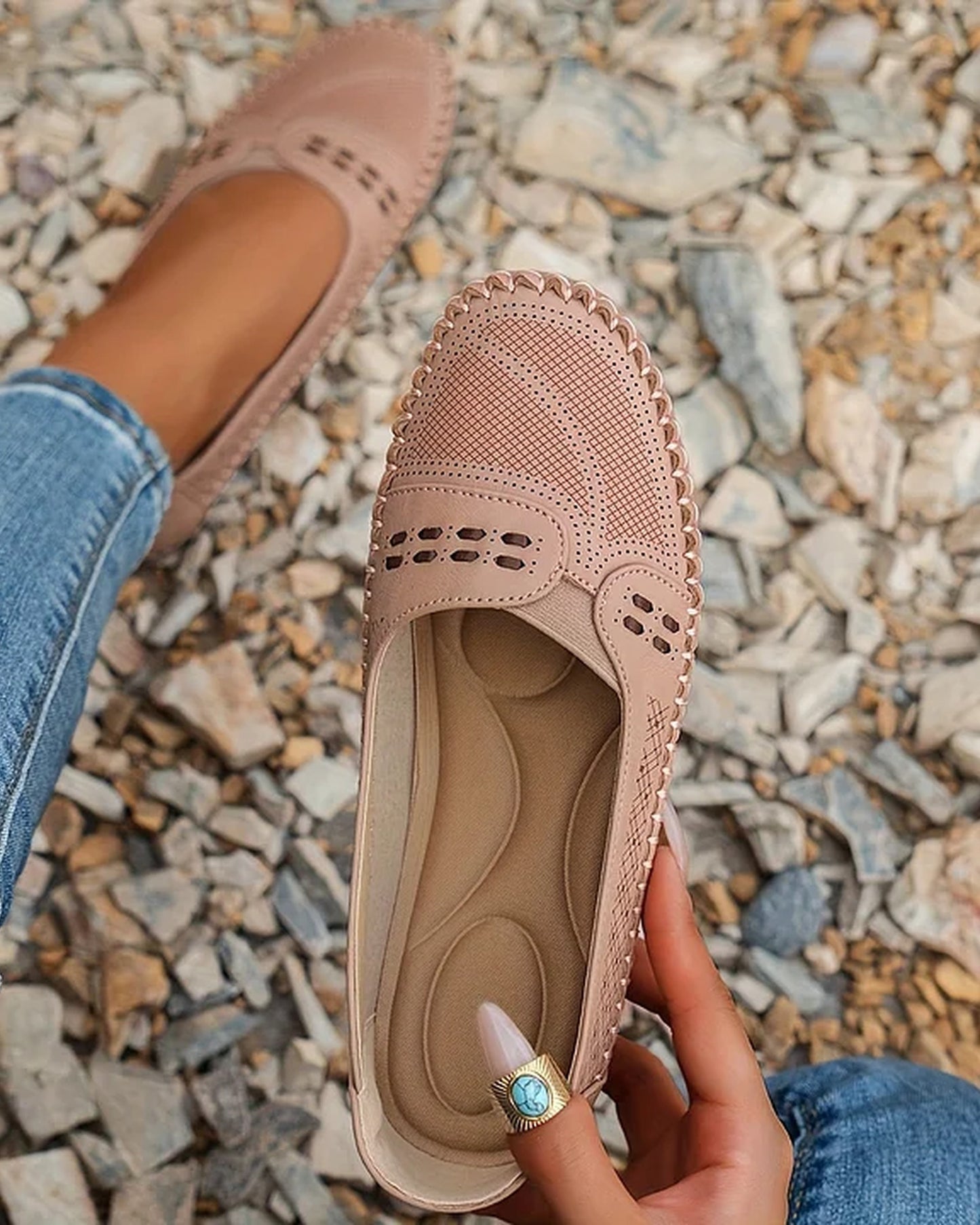 Céline Dames Orthopedische Schoenen | Gevlochten Rand | Geperforeerd Patroon