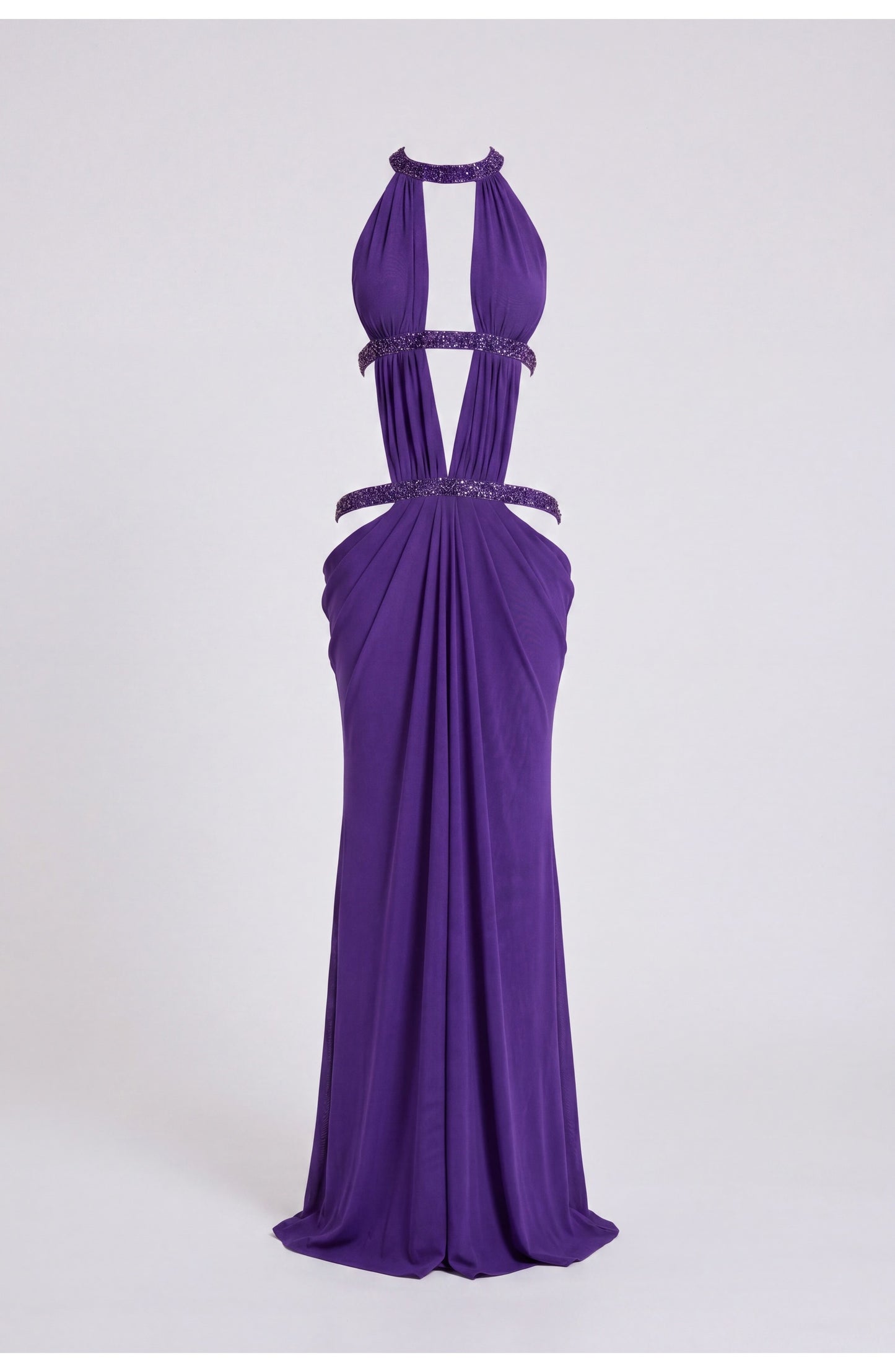 Noémie Dames Maxi Jurk | Halternek | Gelaagde Franje
