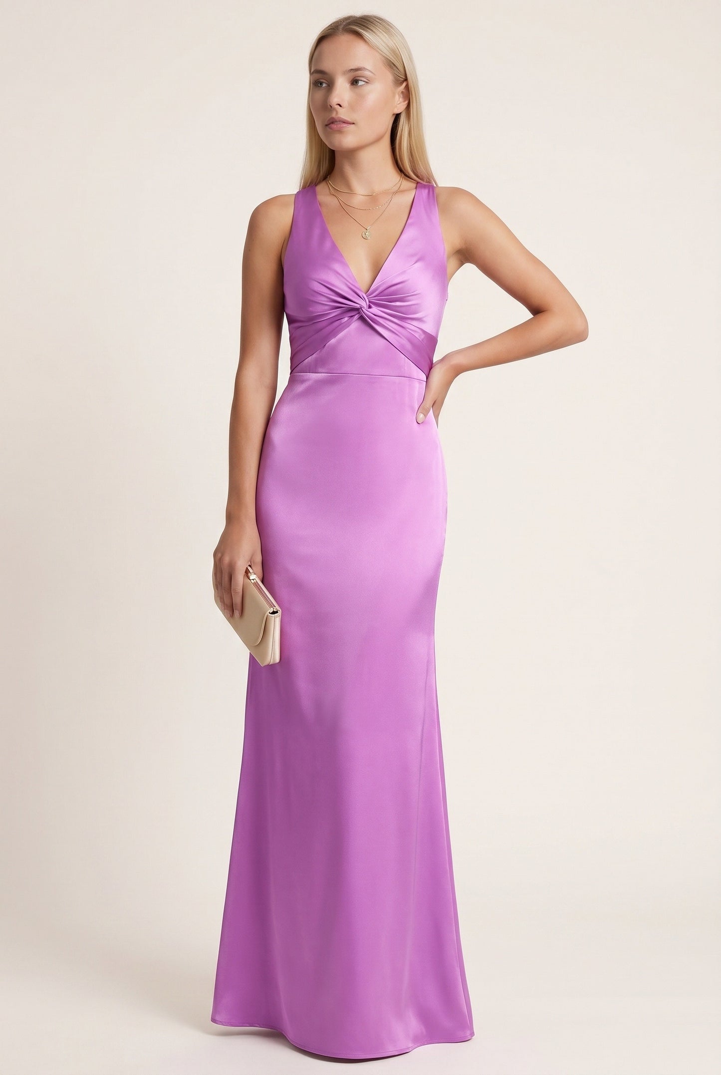 Olympe Women's Maxi Dress | Crossed Open Back | Twisted Bust Detail