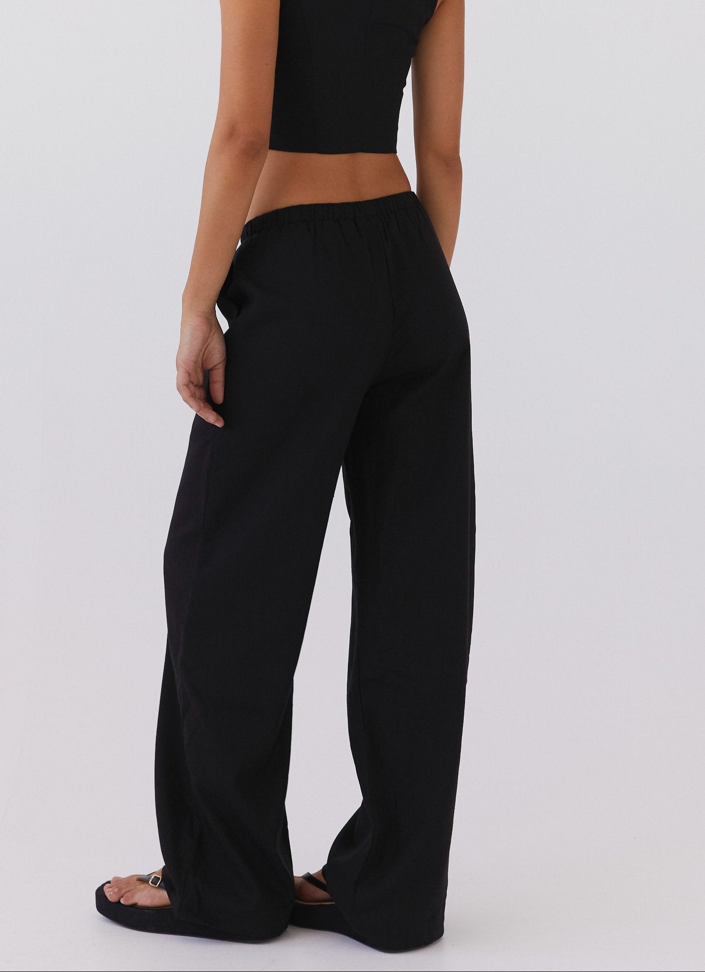 Alina Zwarte Linnen Broek | Hoge Taille en Rechte Pijpen 10