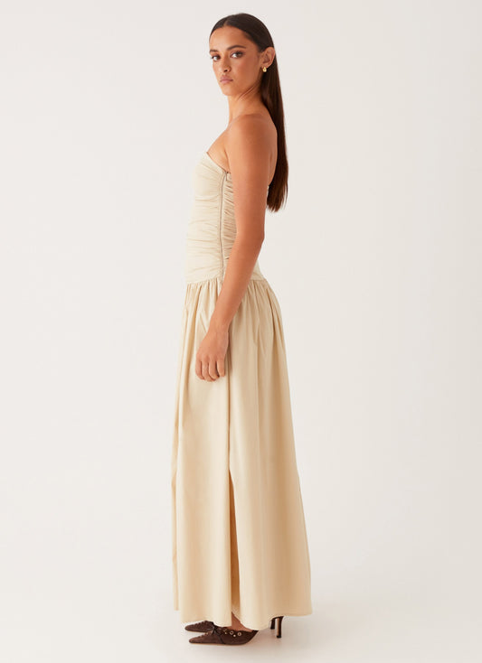 Liliane Strapless Maxi Jurk | Lavendel met Plooidetail 4