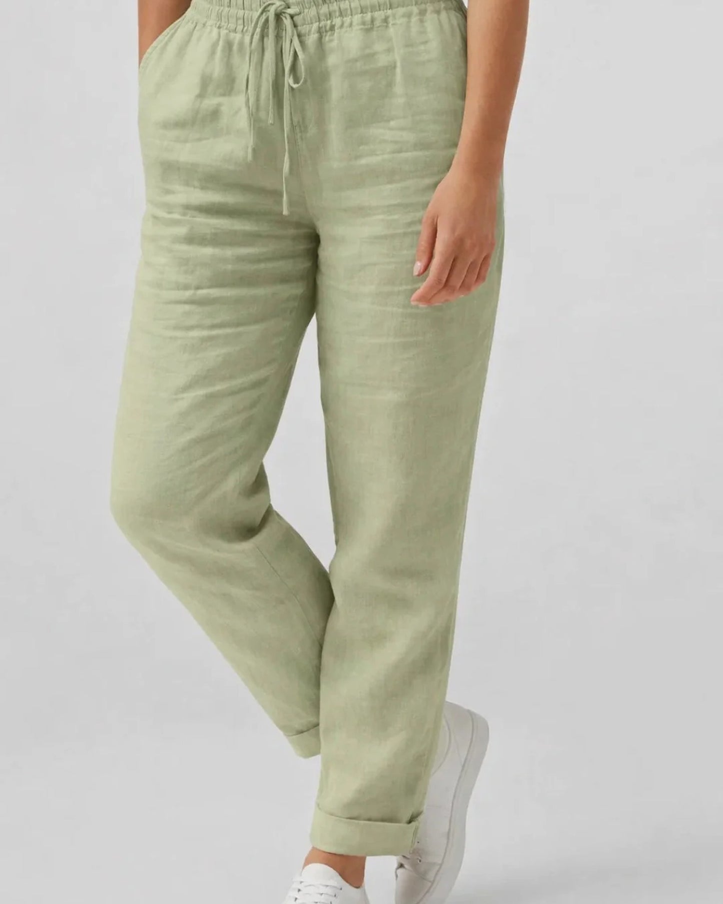 Anette Dames Broek | Elastische Tailleband | Koordstrik Detail