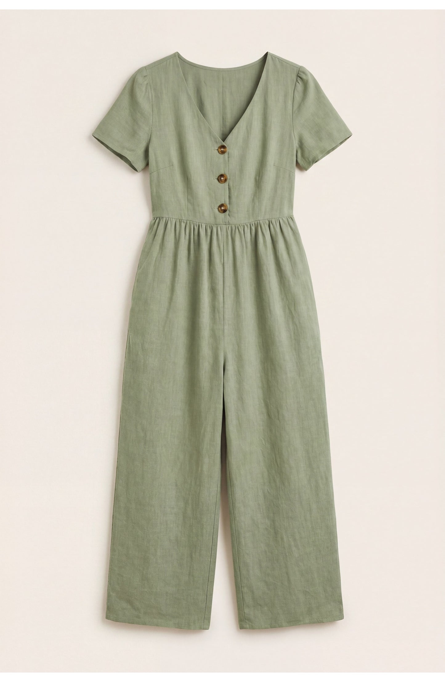 Régine Dames Jumpsuit | V-Hals met Knopen | Hoge Taille