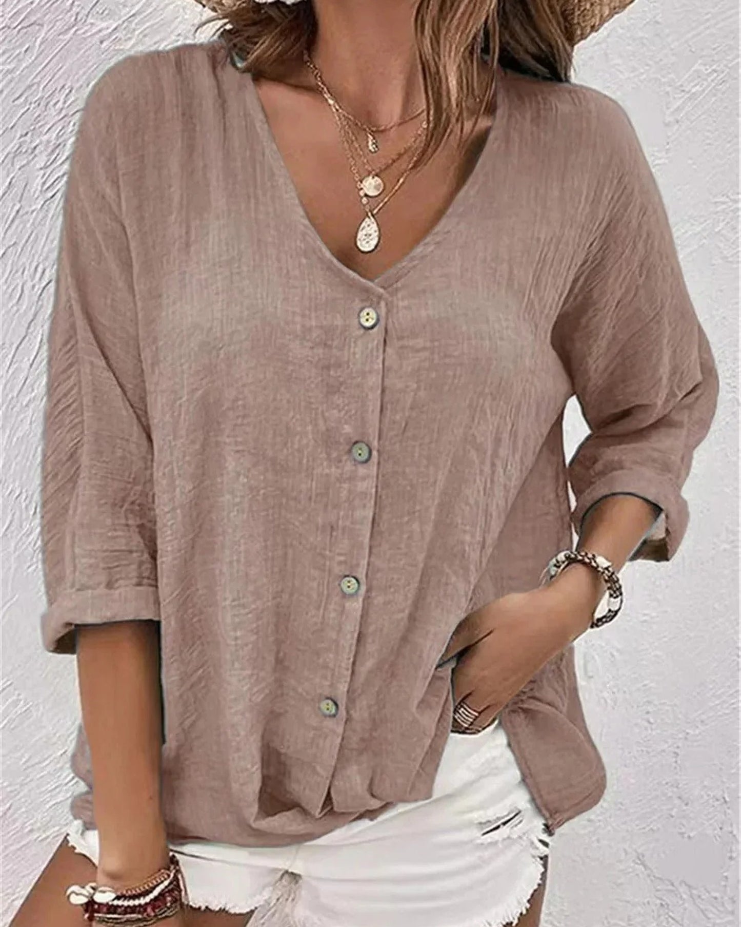 Mélisande Dames Blouse | 3/4 Mouwen | Button-Down