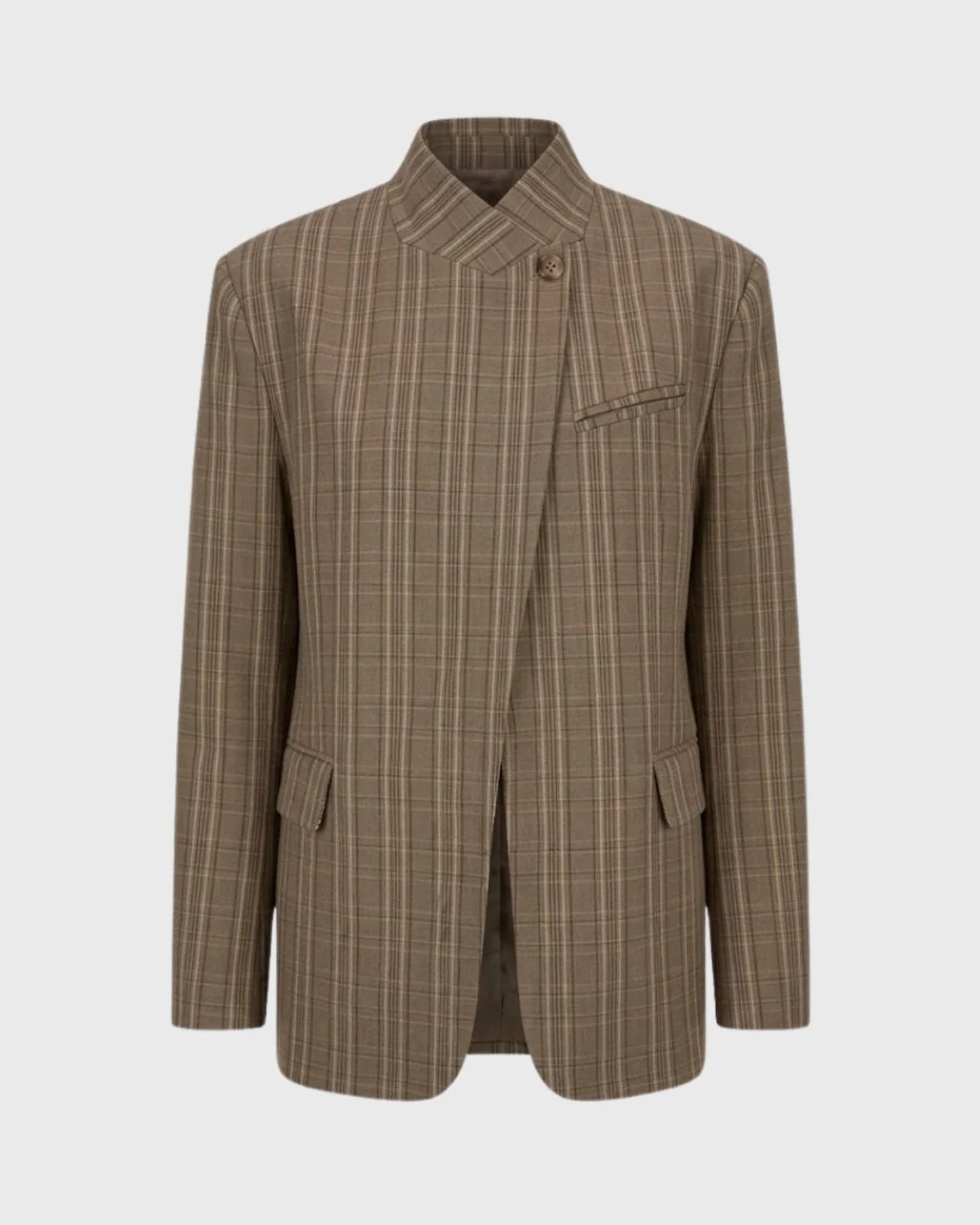 Hadwige Dames Blazer | Stående Krave | Rudemønster