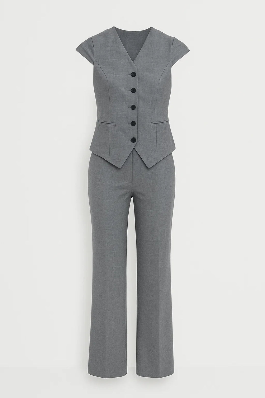 Tindra Dames Set | Getailleerd Topje met Korte Mouw en Rechte Pantalon 2