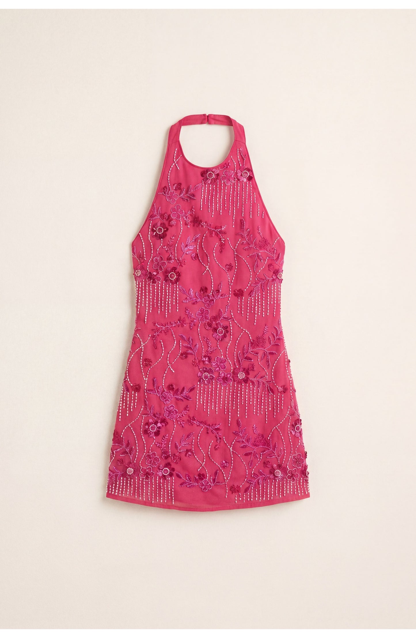 Ursula Dames Mini Jurk | Halternek | Gelaagde Franje