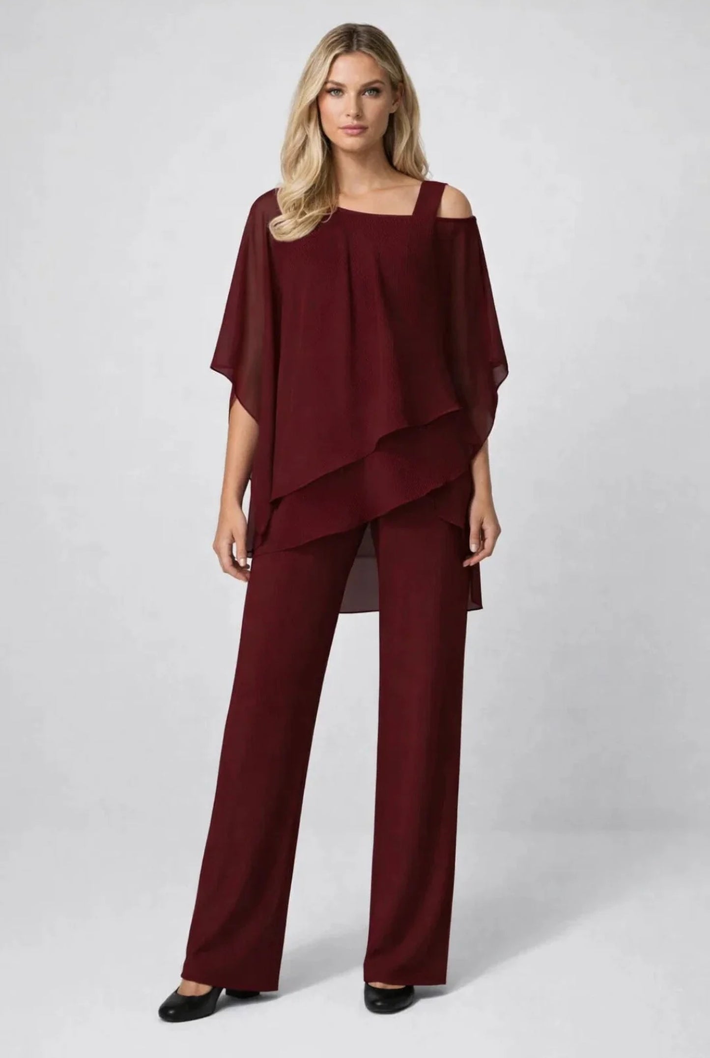 Murielle Dames Co-Ord Set | Chiffon Overlay Top | Wijde Broek