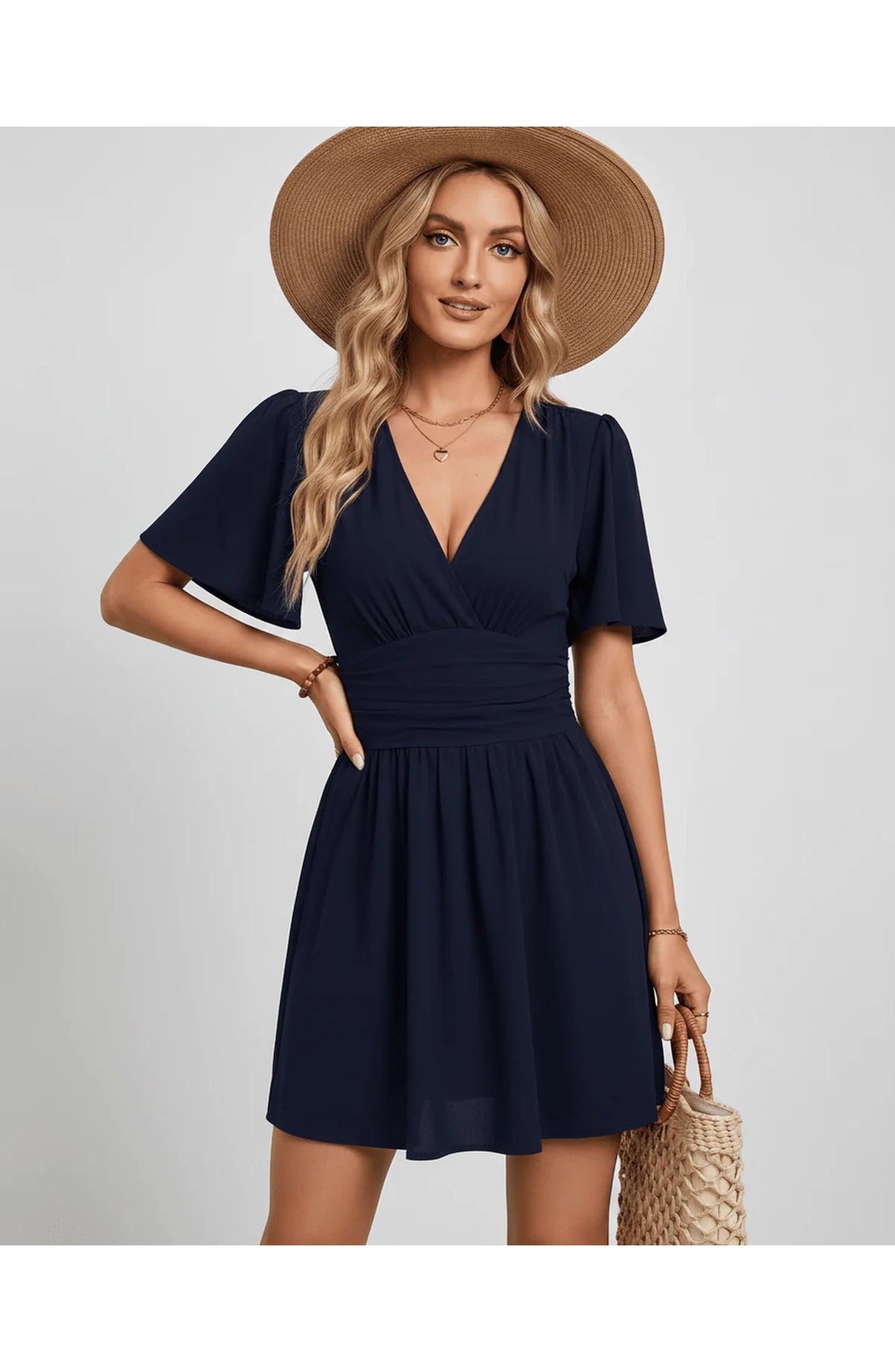 Suzanne Women's Mini Dress | V-Neck | Ruched Waist