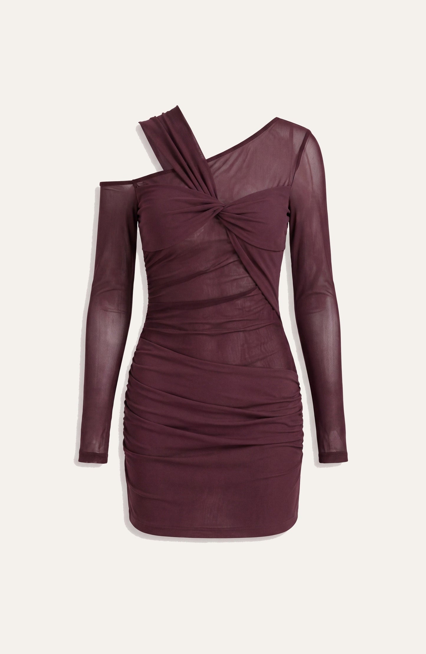 Women's Mini Dress | Asymmetrical Off-Shoulder Neckline | Draped Twist Detail