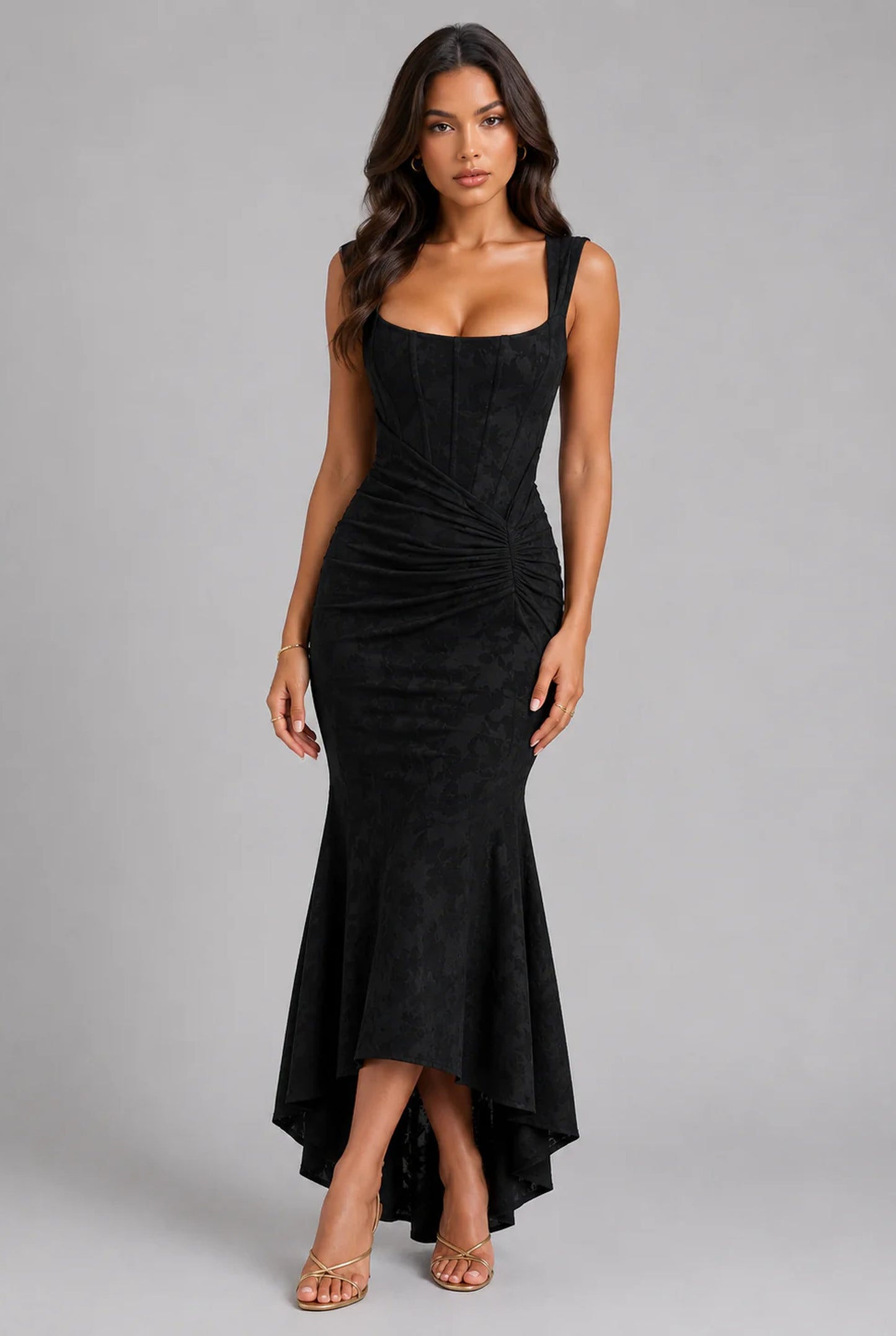 Liliane Dames Maxi Jurk | Corset Lijfje | Ruched Zijdetail